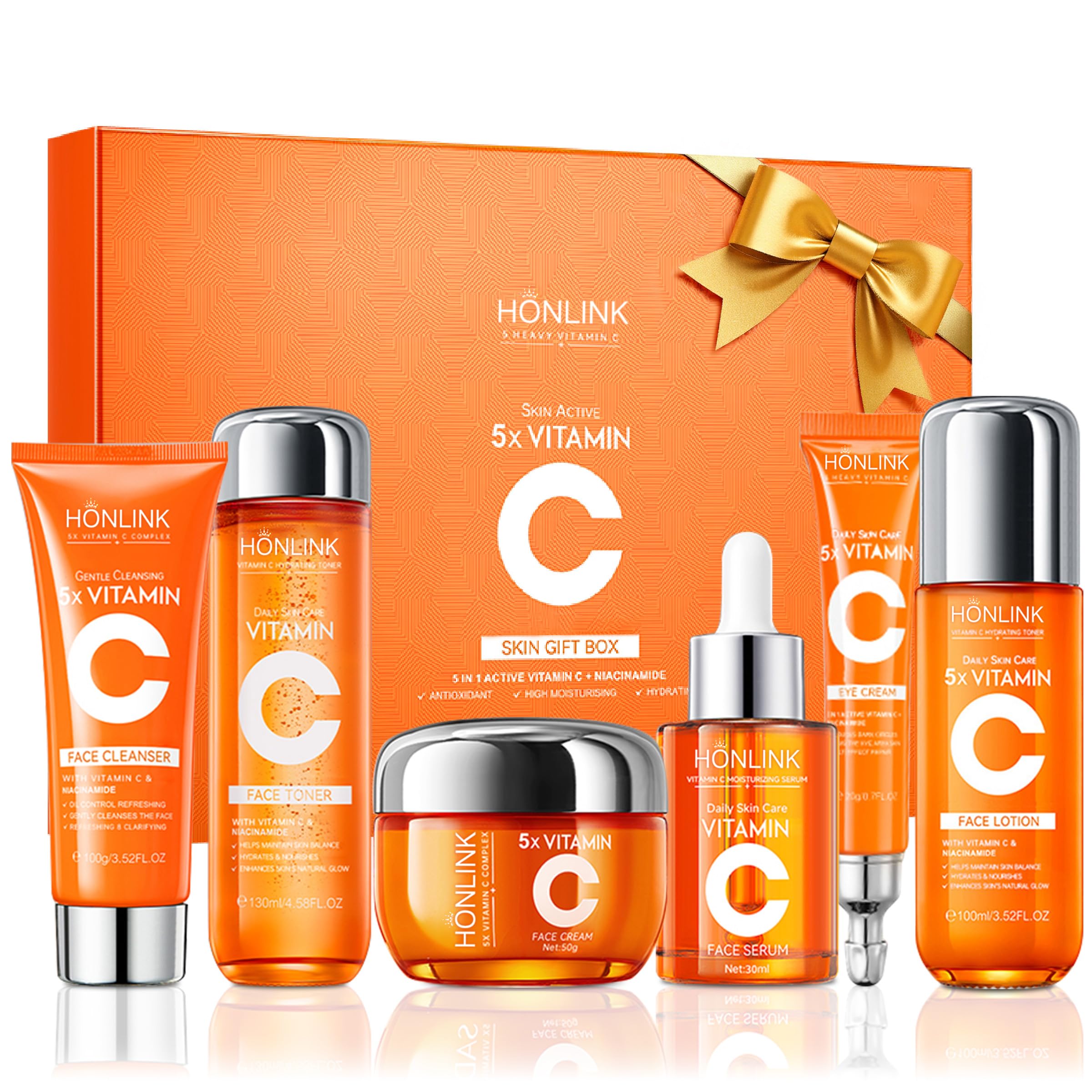 Vitamin C Niacinamide Skincare Set, Daily Facial Care Routine - Product Imagery