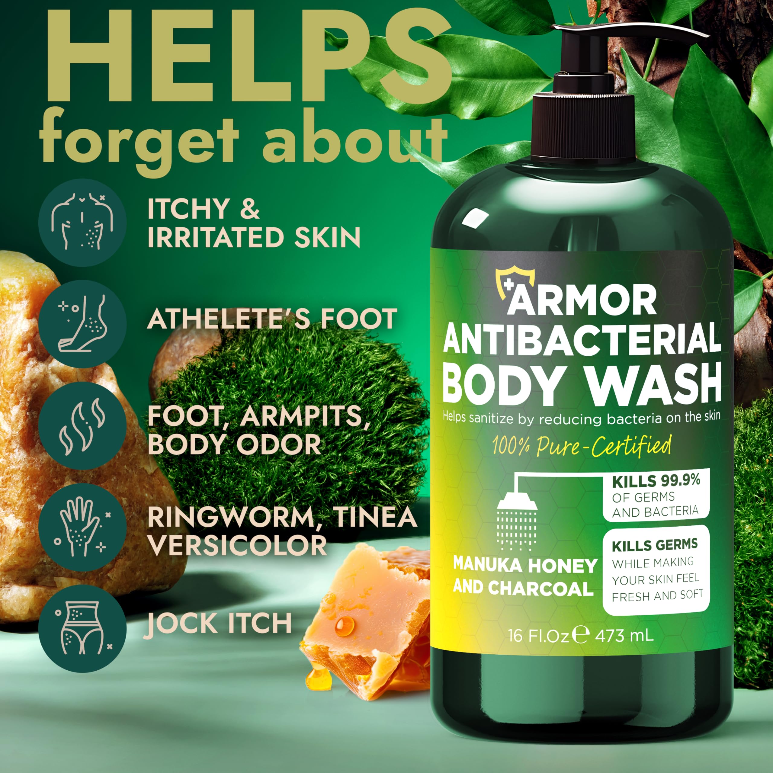Antibacterial Body Wash & Scrubber – Back Acne & Odor Relief
