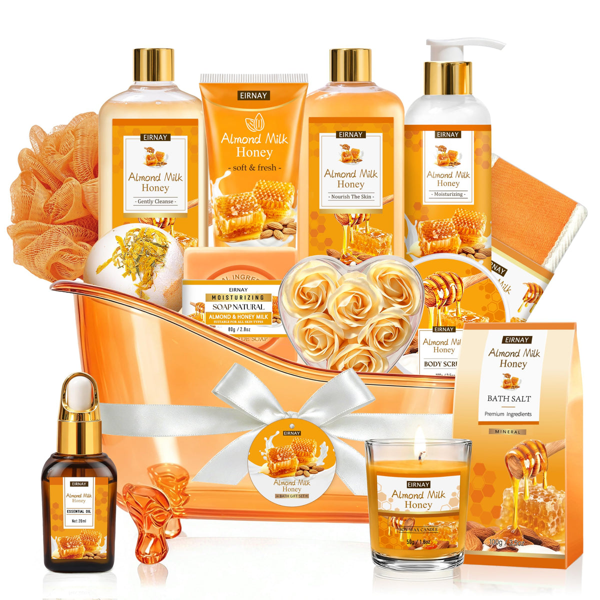 EIRNAY Gifts for Women,15pcs Almond Milk & Honey Spa Gift Basket for Women – product photo (Hand Creams &amp; Lotions)