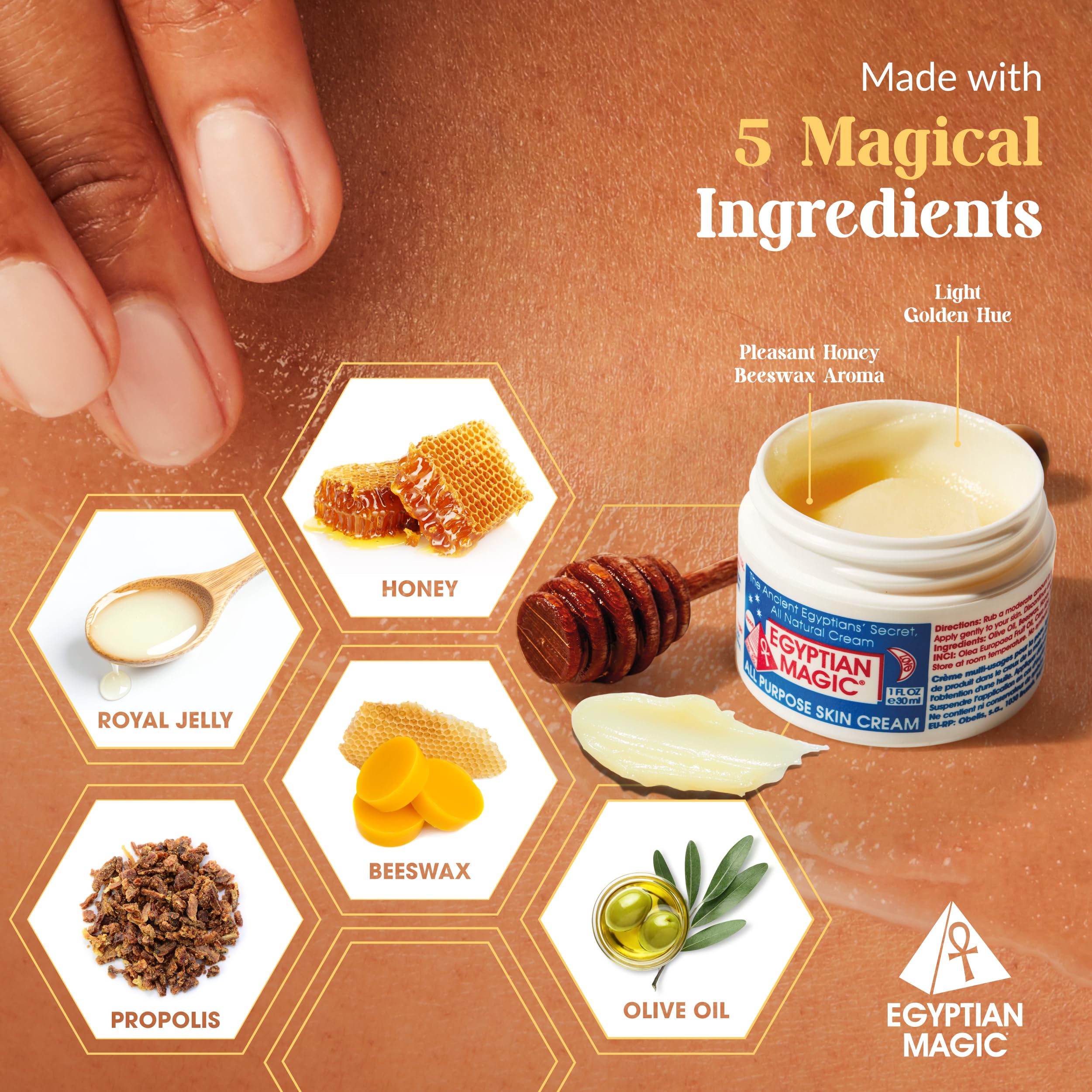 Egyptian Magic - All Purpose Face, Body, and Dry Skin Moisturizing Cream, Skin Protectant for Women & Men, Eczema Care Healing Balm, Scar Treatment, Stretch Marks, and Tattoo Aftercare, 4oz Jar