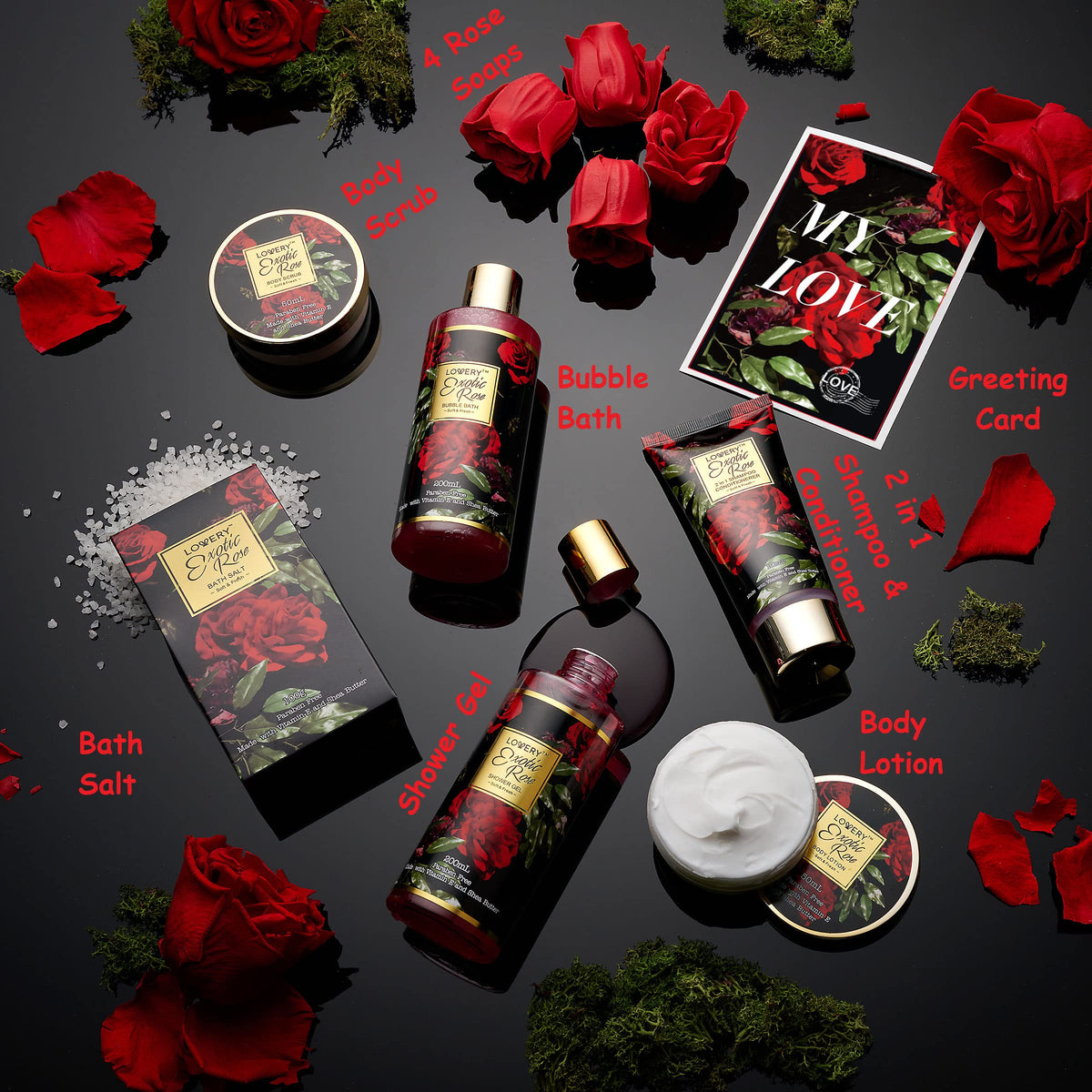 LOVERY Mothers Day Gifts from Daughter and Son, Spa Bath and Body Gift Set, Exotic Rose Gift Basket for Women & Men, Tha