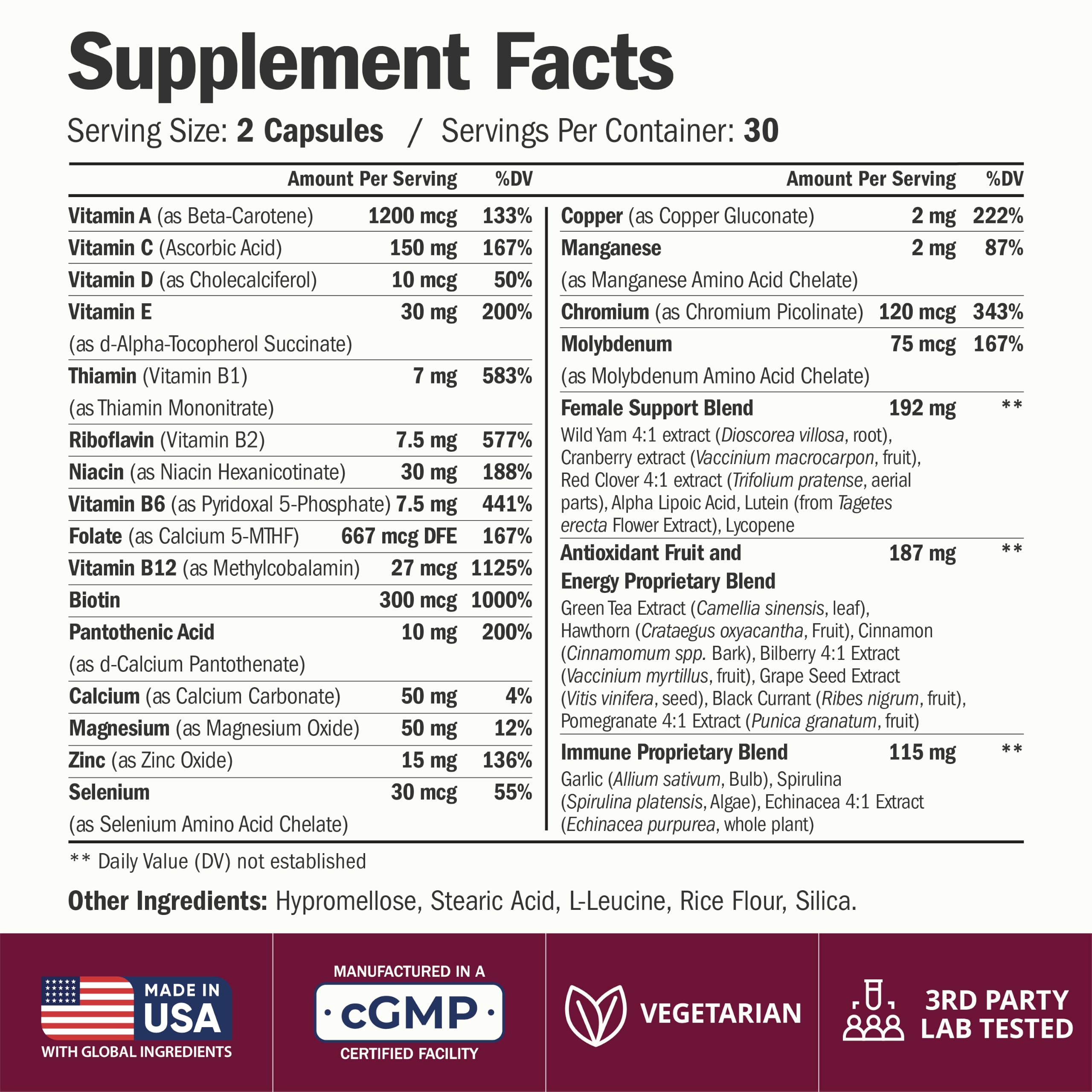 Vimerson Health Women's Methylated Multivitamin 60ct