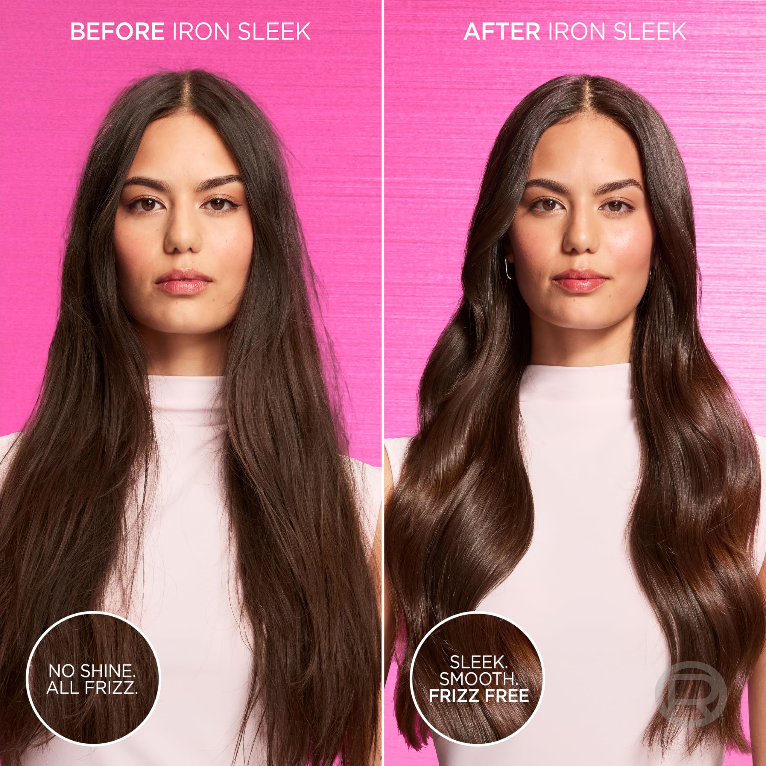 L'Oreal Paris Sulfate Free Iron Sleek Smoothing Shampoo and Conditioner Set, Frizz Control and Humidity-Resistant Formula with Alpha-Acids, Suitable for Color-Treated Hair, EverPure, 13.6 Fl Oz Set