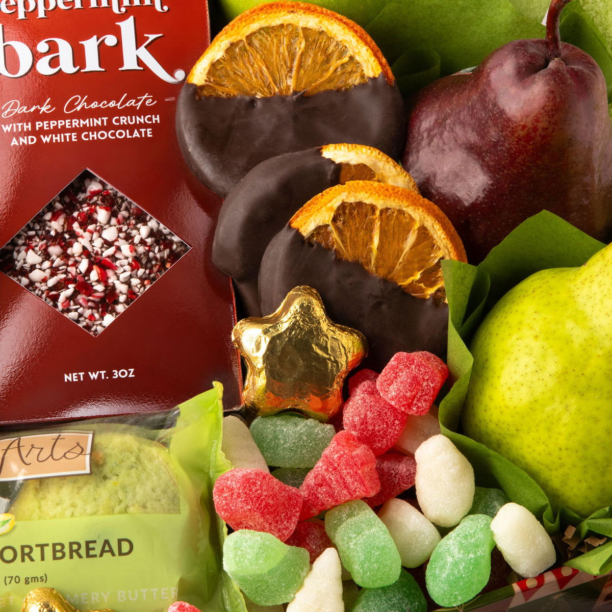 Holiday Treasures Fruit and Sweets Gift Basket with Happy - A Gift Inside Official Imagery - 5