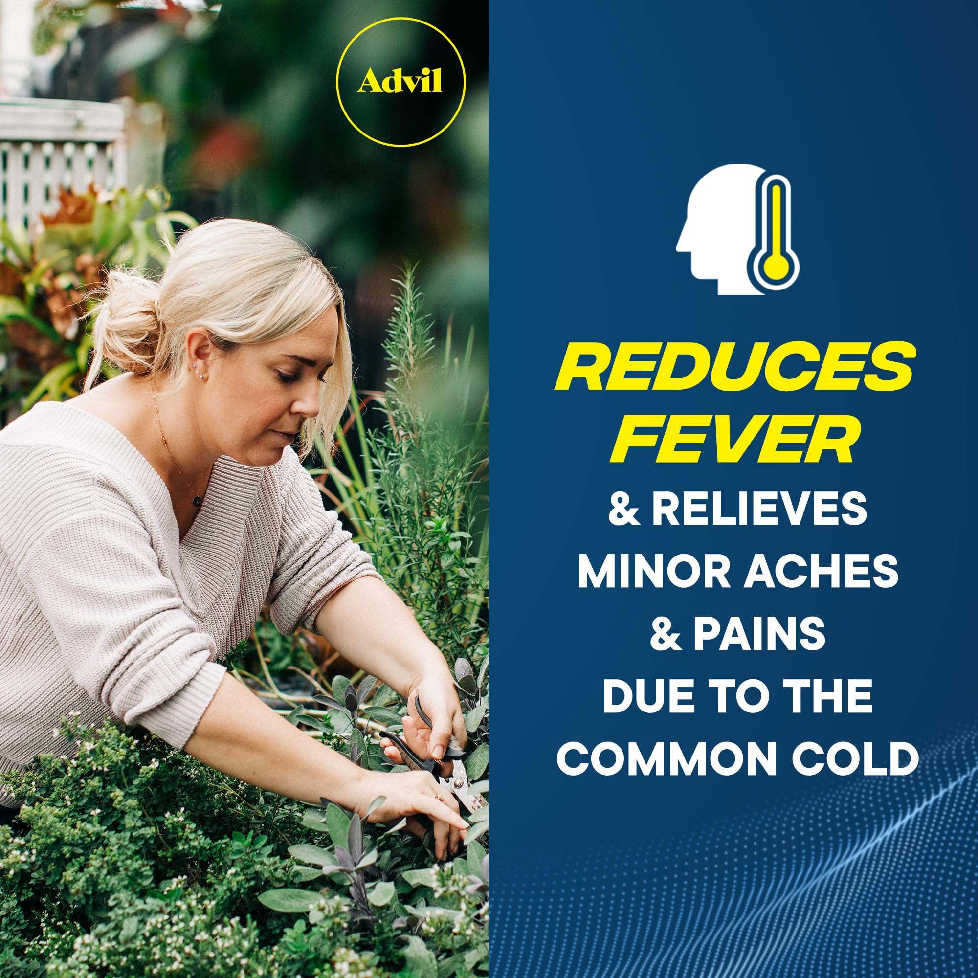 Advil Liqui-Gels 200mg Ibuprofen medication bottles and Advil PM capsules, pain relief and sleep aid products.