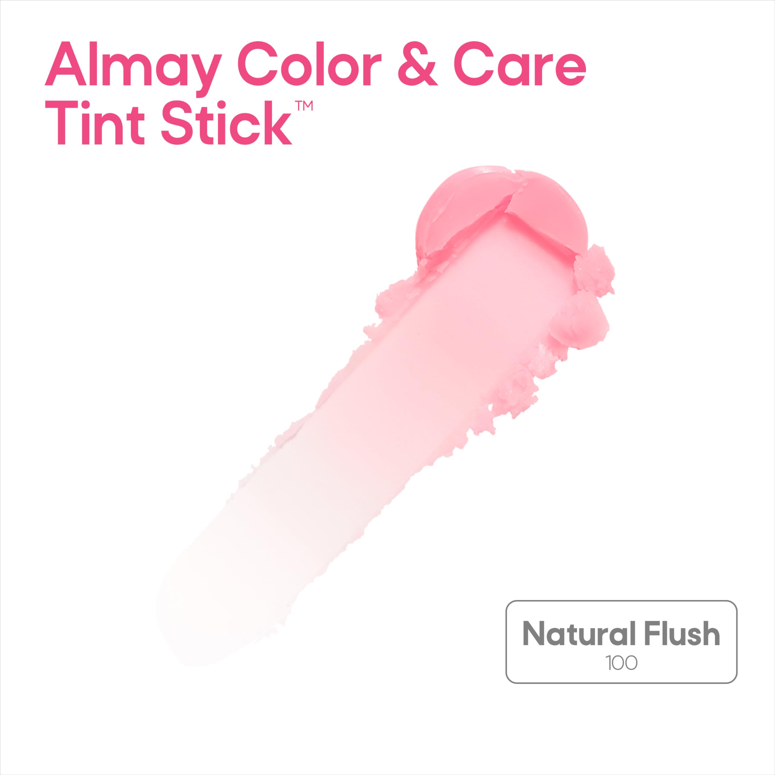 Almay Color & Care Tint Stick in Natural Flush, 0.25 oz, a face shaping makeup product with a natural pink tint and sleek packaging.