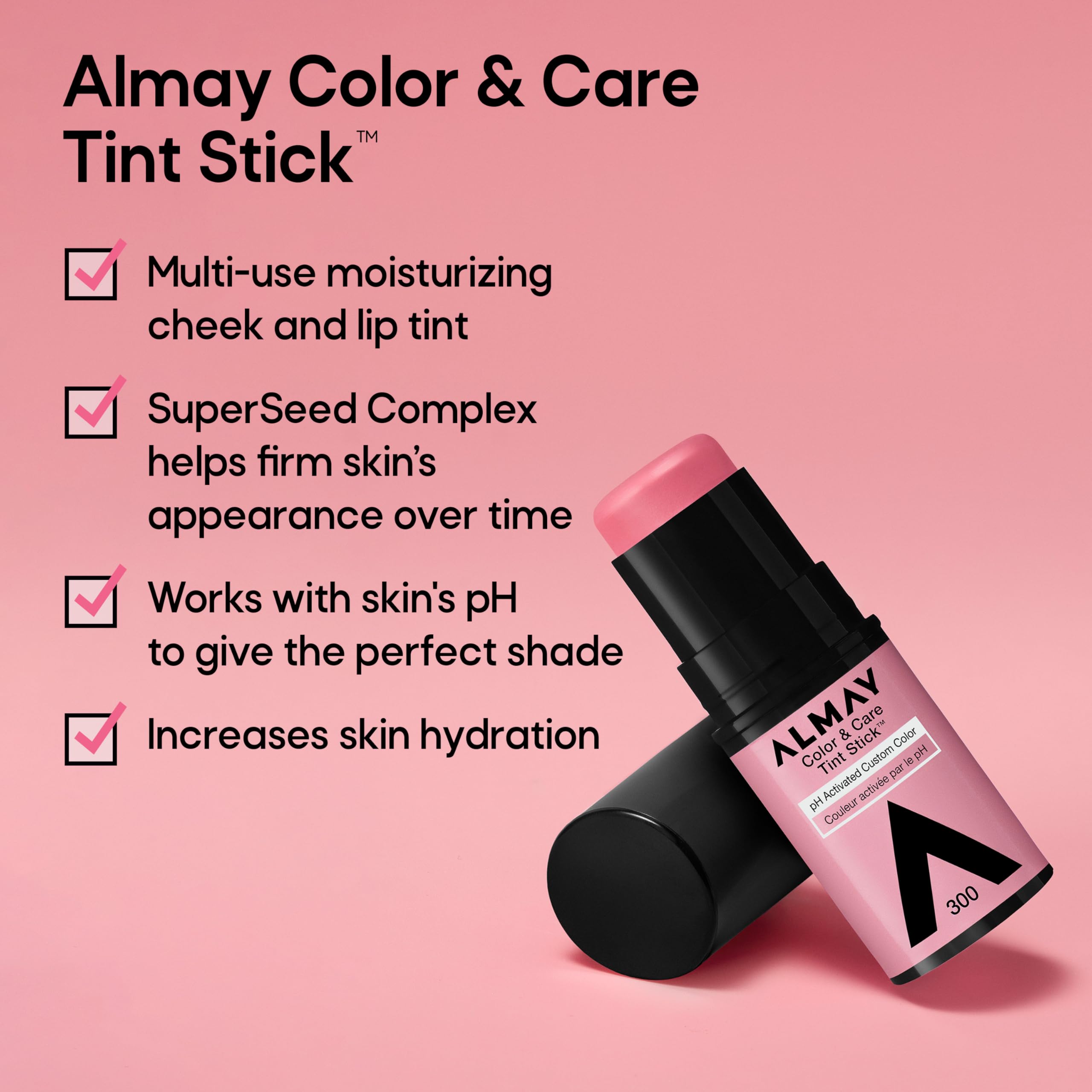 Almay Color & Care Tint Stick in Natural Flush, 0.25 oz, face shaping makeup stick with natural pink tint and smooth application.