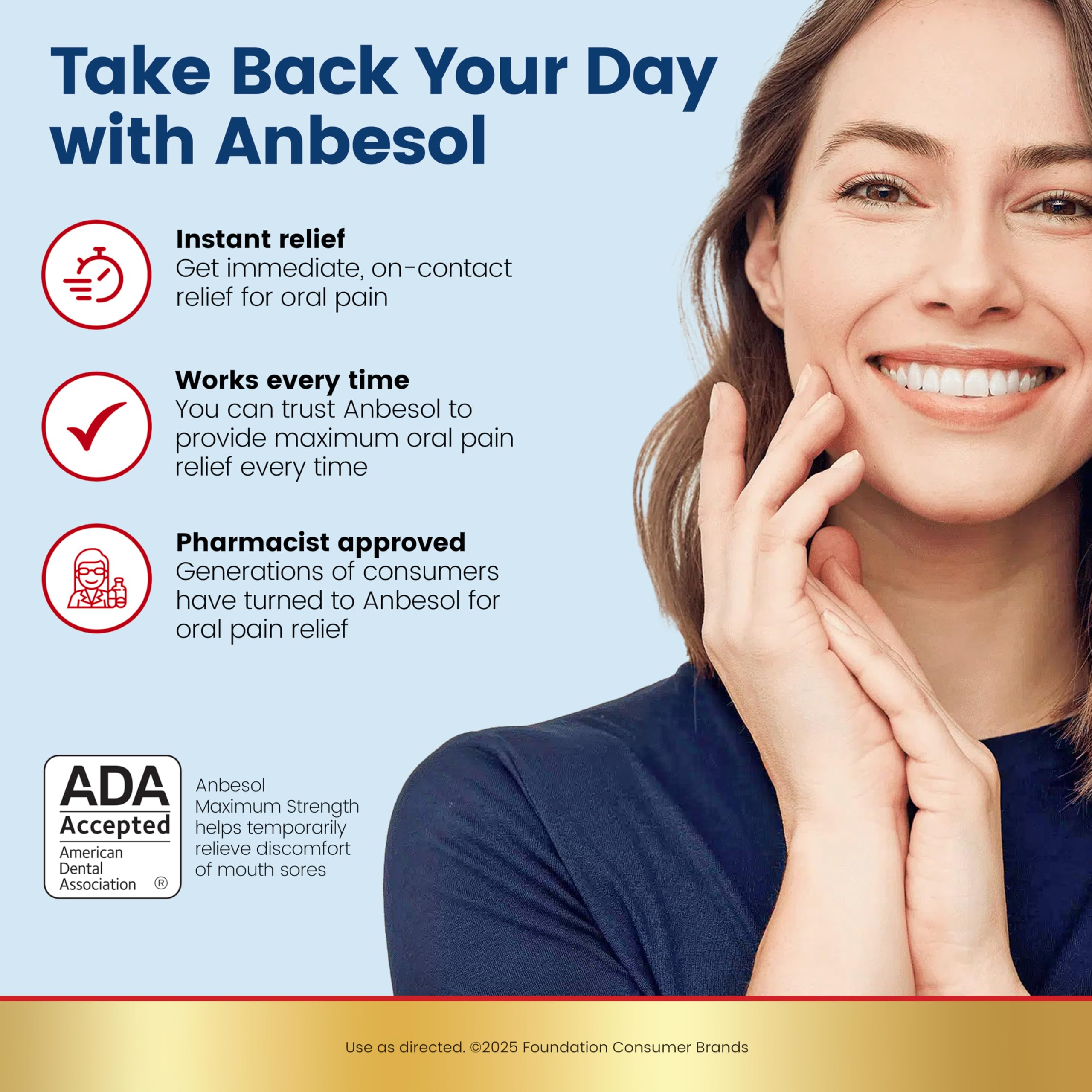 Anbesol Max Strength oral pain relief gel in a 0.33 oz tube, used for soothing tooth and gum pain.