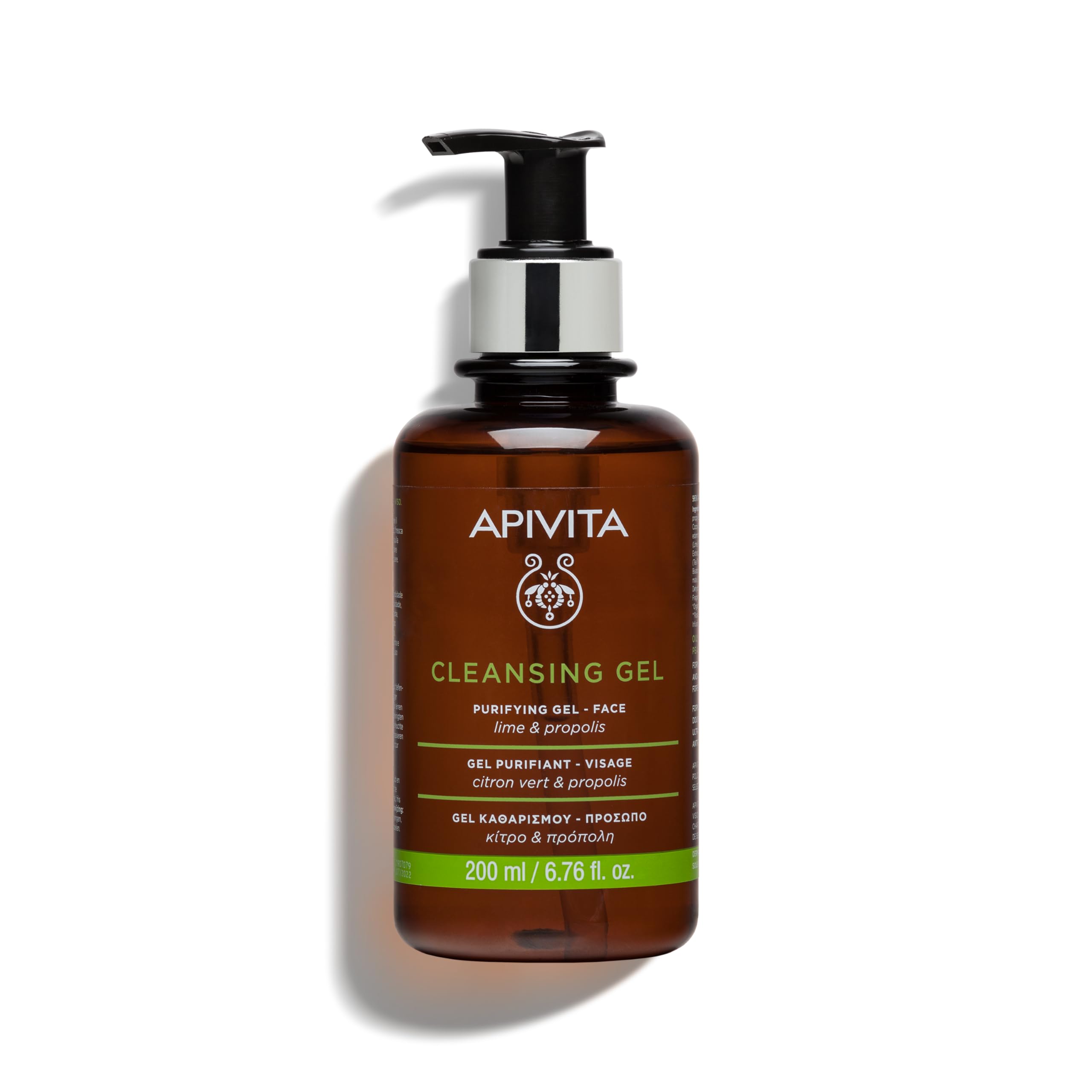 Apivita Purifying Gel Lime & Propolis Facial Cleanser with fresh lime and natural ingredients, suitable for deep cleansing and face wash.