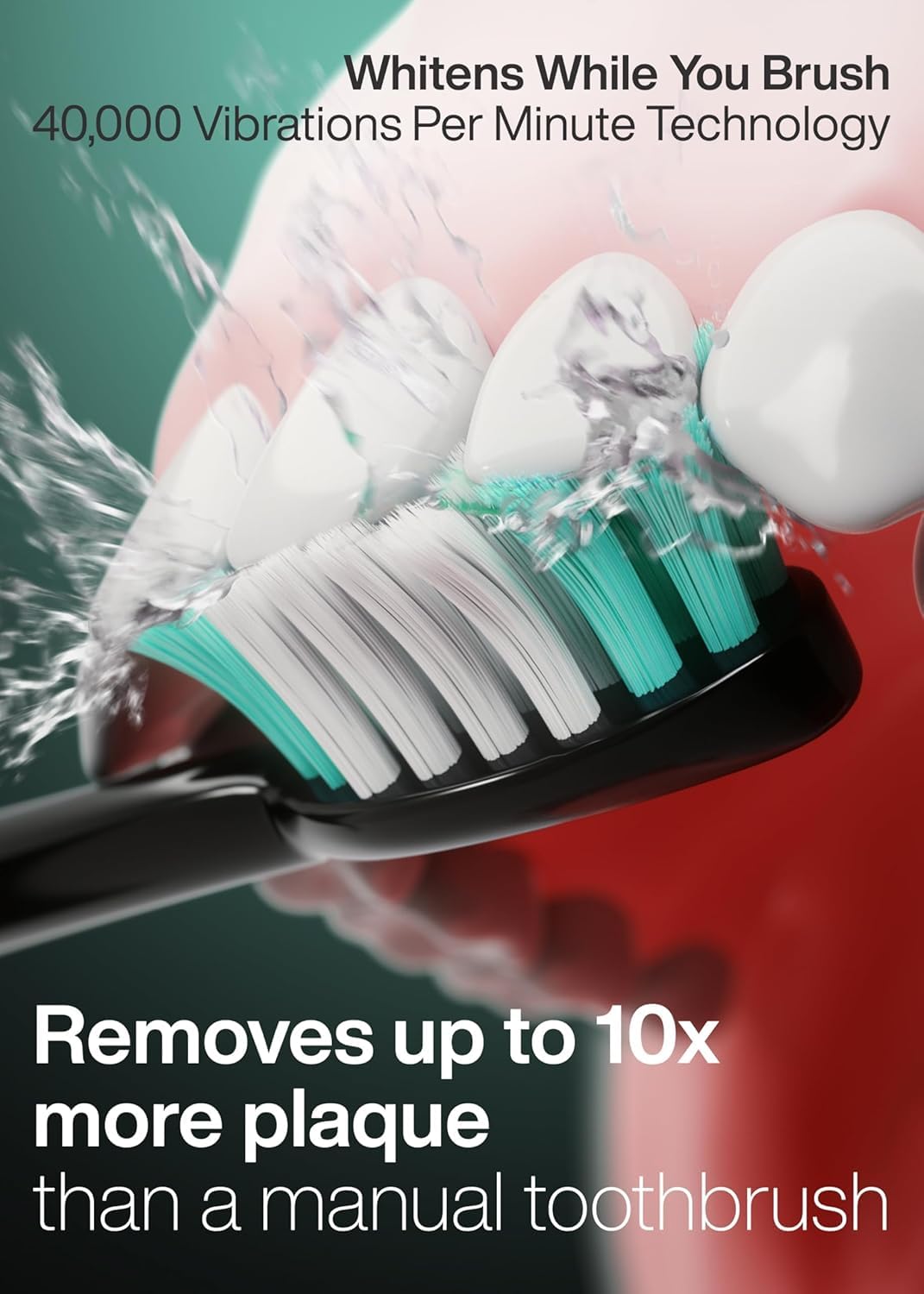 Aquasonic Black Series ultra whitening electric toothbrush with black handle and replaceable brush head for deep cleaning.