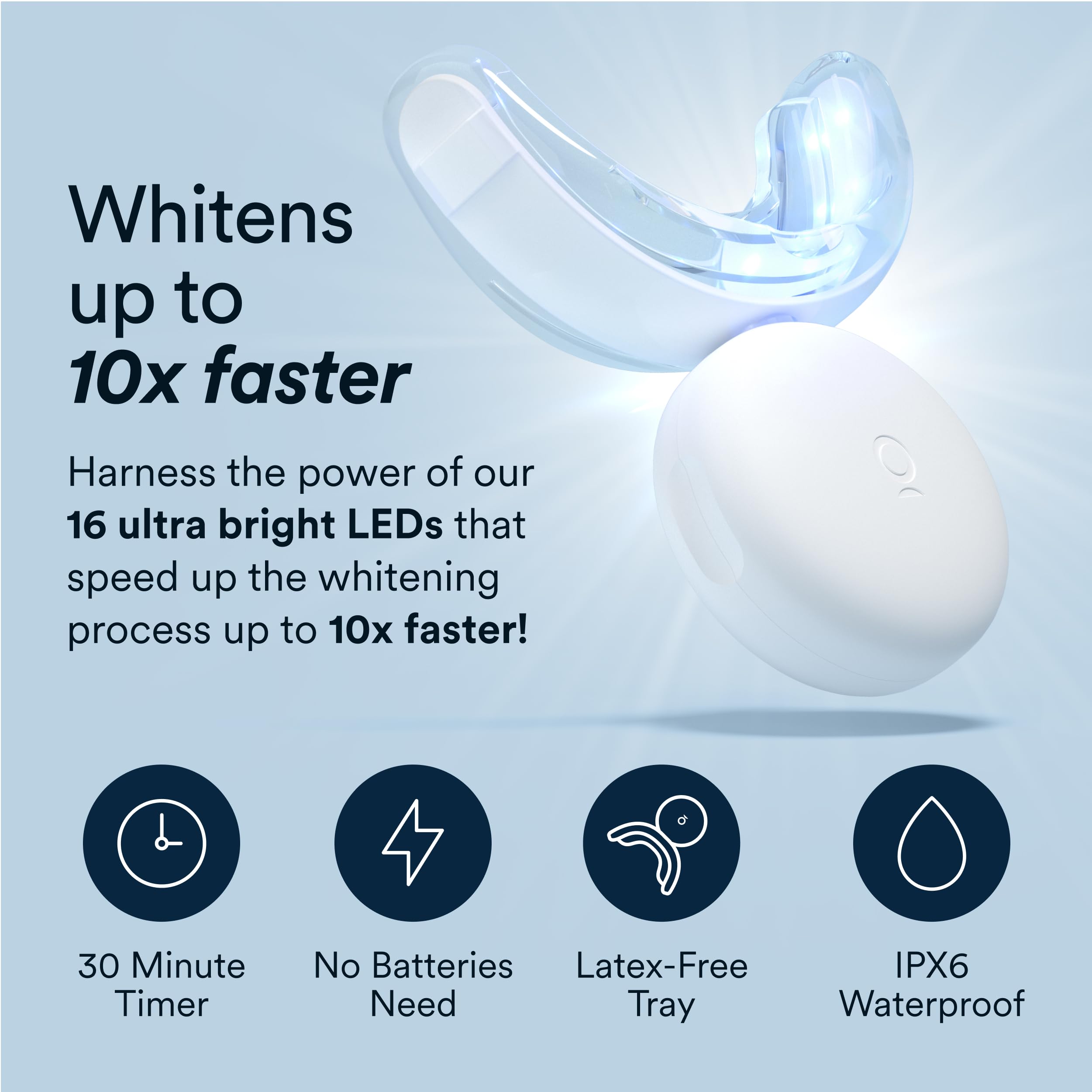 AURAGLOW Teeth Whitening Kit with LED light and 35% CP gel, showing the kit components and whitening tools.