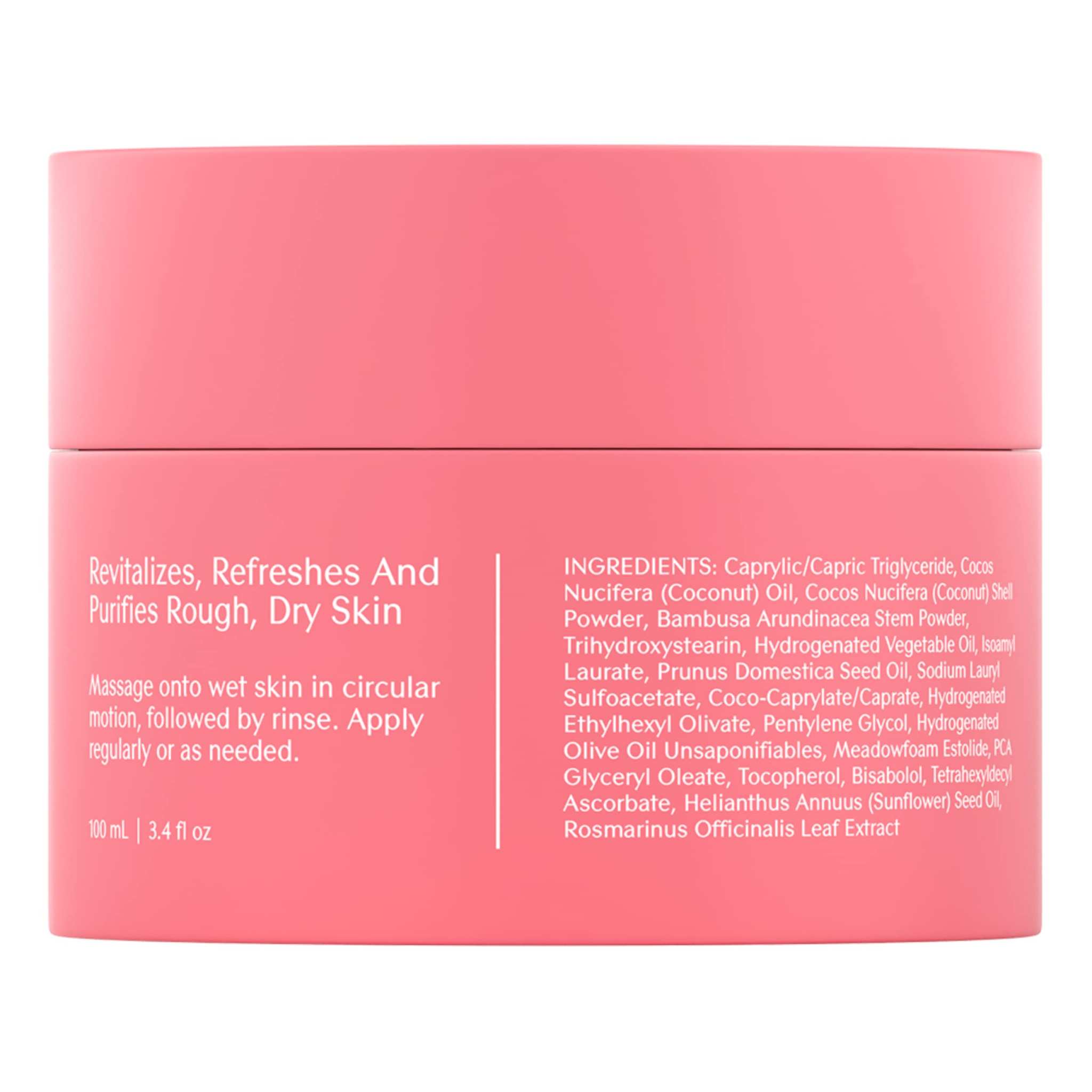 Bare August Foot Scrub natural exfoliant for soft feet, 3.4oz, skincare product with gentle exfoliating ingredients.