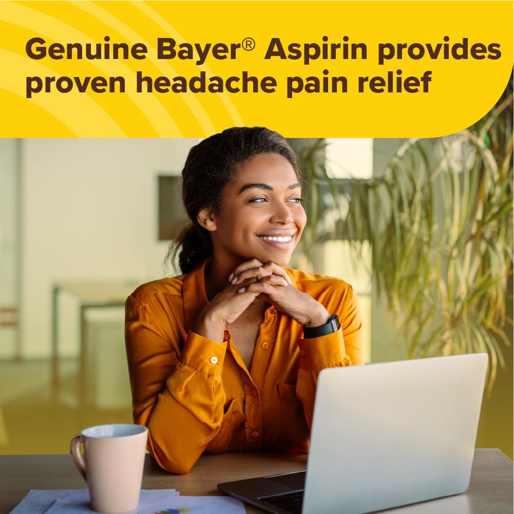 Bayer Genuine Aspirin 325mg coated tablets in a bottle, medication for pain relief, 300 count.