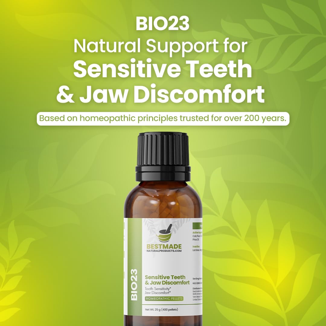 Bestmade BIO23 Toothache and Nerve Support medication in 350 pellets, natural remedy for dental and nerve discomfort.