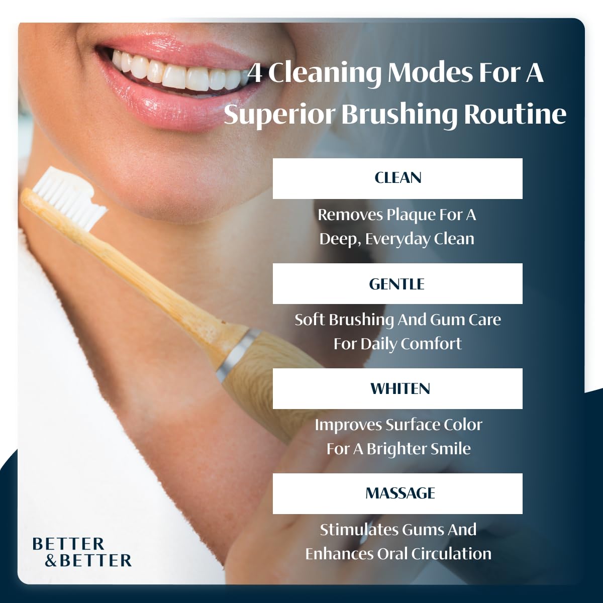 Better & Better Bamboo Sonic Electric Toothbrush with sleek handle and brush head for effective oral cleaning.