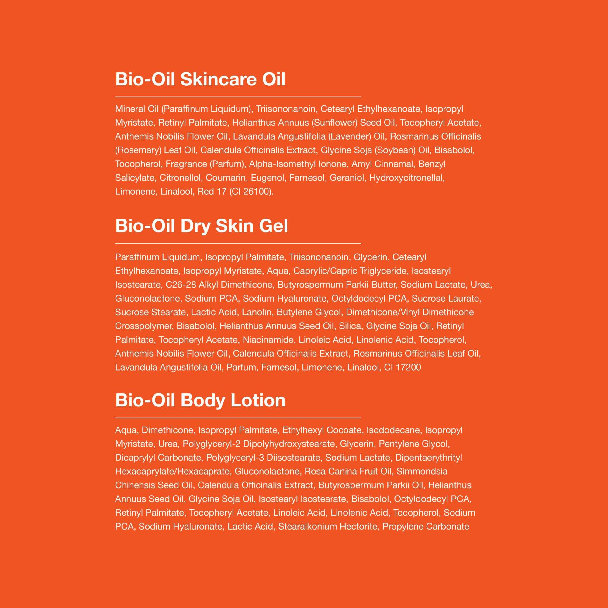 Bio-Oil skincare bundle with three moisturizer bottles for stretch marks and dry skin in a trial kit.