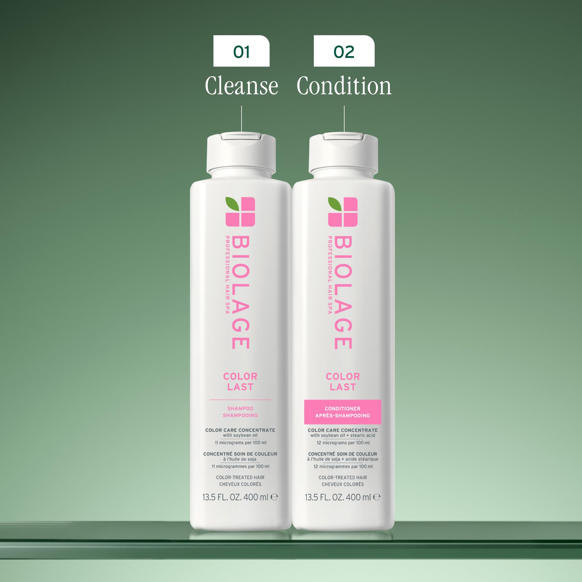 Biolage Color Last Shampoo for color-treated hair, 13.5oz bottle, gentle cleansing for vibrant color preservation.