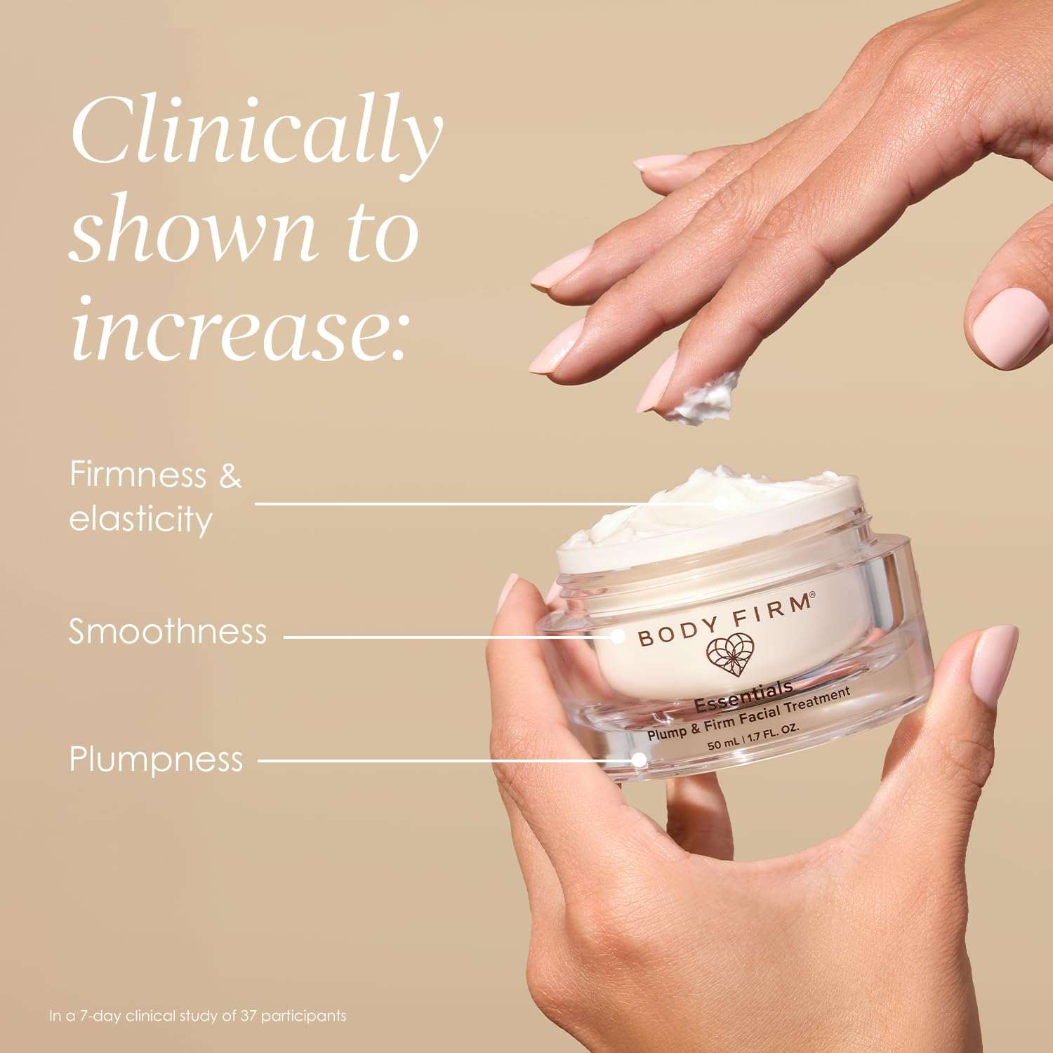 BODY FIRM Crepe Erase Plump & Firm Night Facial Treatment moisturizer in 1.7oz jar, designed for skin firming and hydration.
