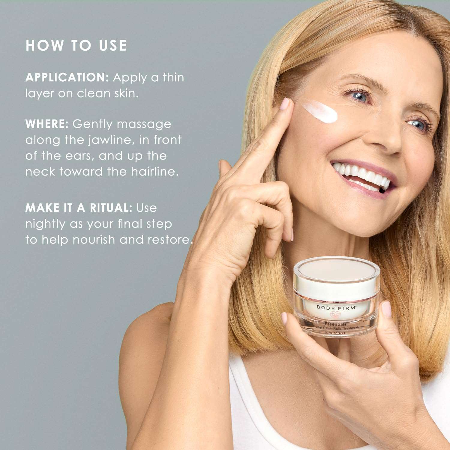 Body Firm Crepe Erase Plump & Firm Night Facial Treatment moisturizer in 1.7oz jar, designed for skin hydration and firmness.