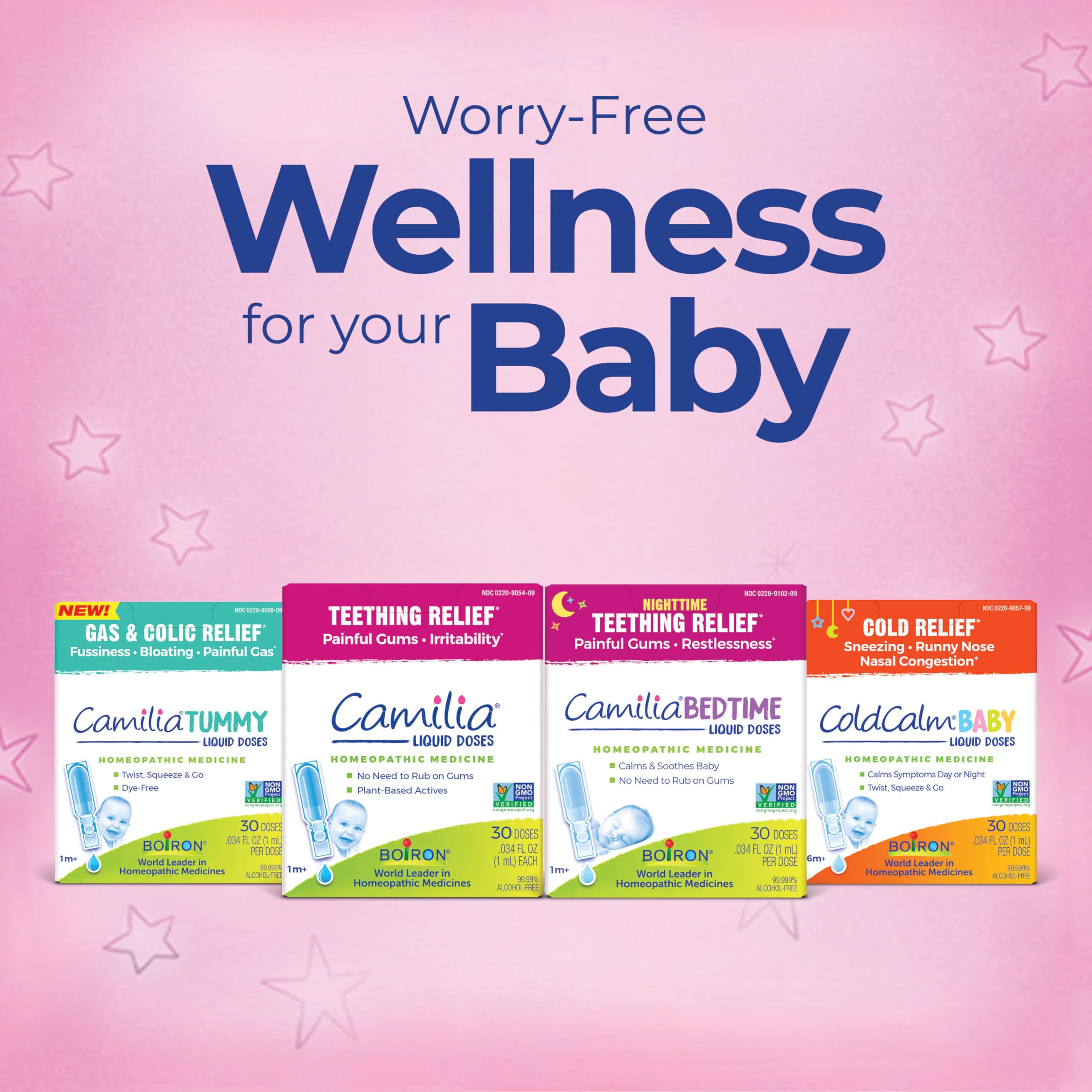 Boiron Camilia Baby Teething Drops bottle with 30 medication drops for soothing teething discomfort in infants.