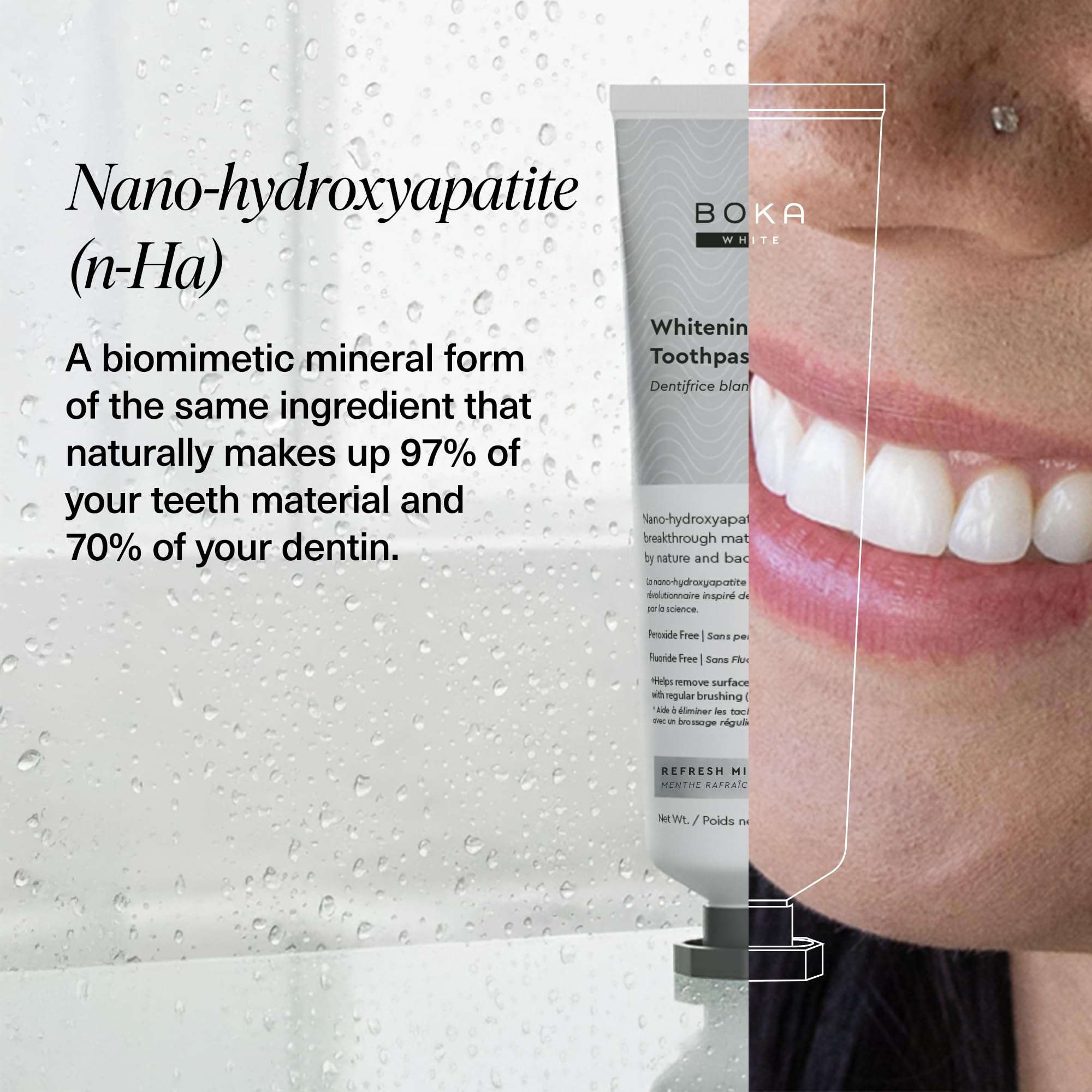 Boka Nano Hydroxyapatite Mint Toothpaste, 4 oz, natural tooth cleaning agent with mint flavor for fresh breath and oral health