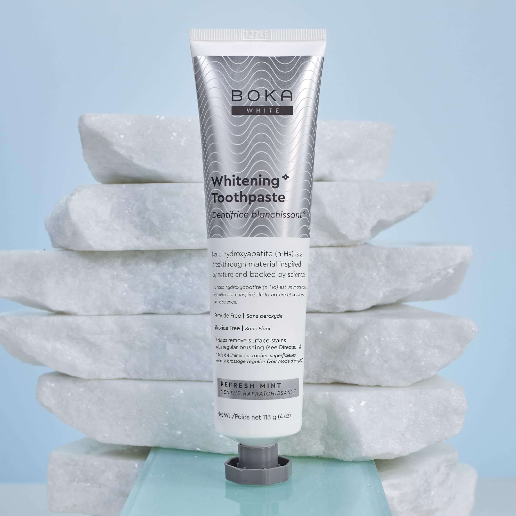 Boka Nano Hydroxyapatite Toothpaste in mint flavor, 4 oz, a natural tooth cleaning agent for healthy teeth and fresh breath.