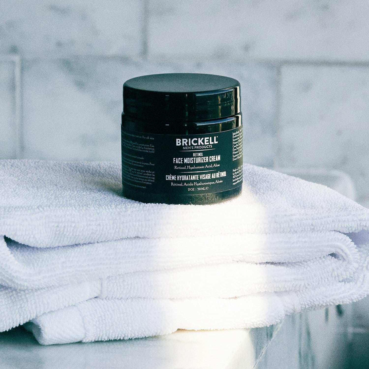 Brickell Men's Retinol Night Cream with Hyaluronic Acid, 2oz, a skin moisturizer for men's nighttime skincare.