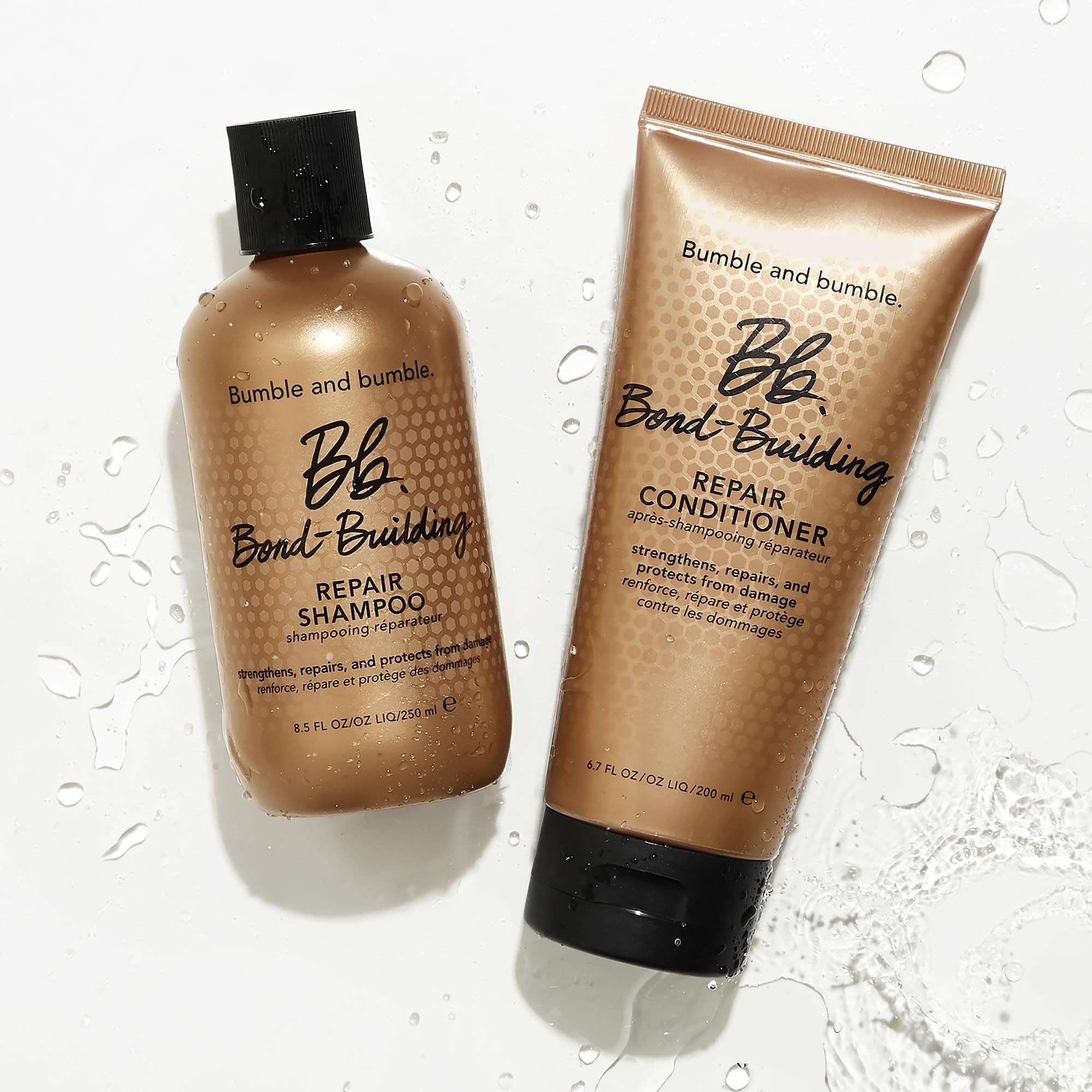 Bumble and bumble Bond-Building Repair Conditioner 6.7oz bottle, creamy conditioner for damaged hair, with the product label visible.