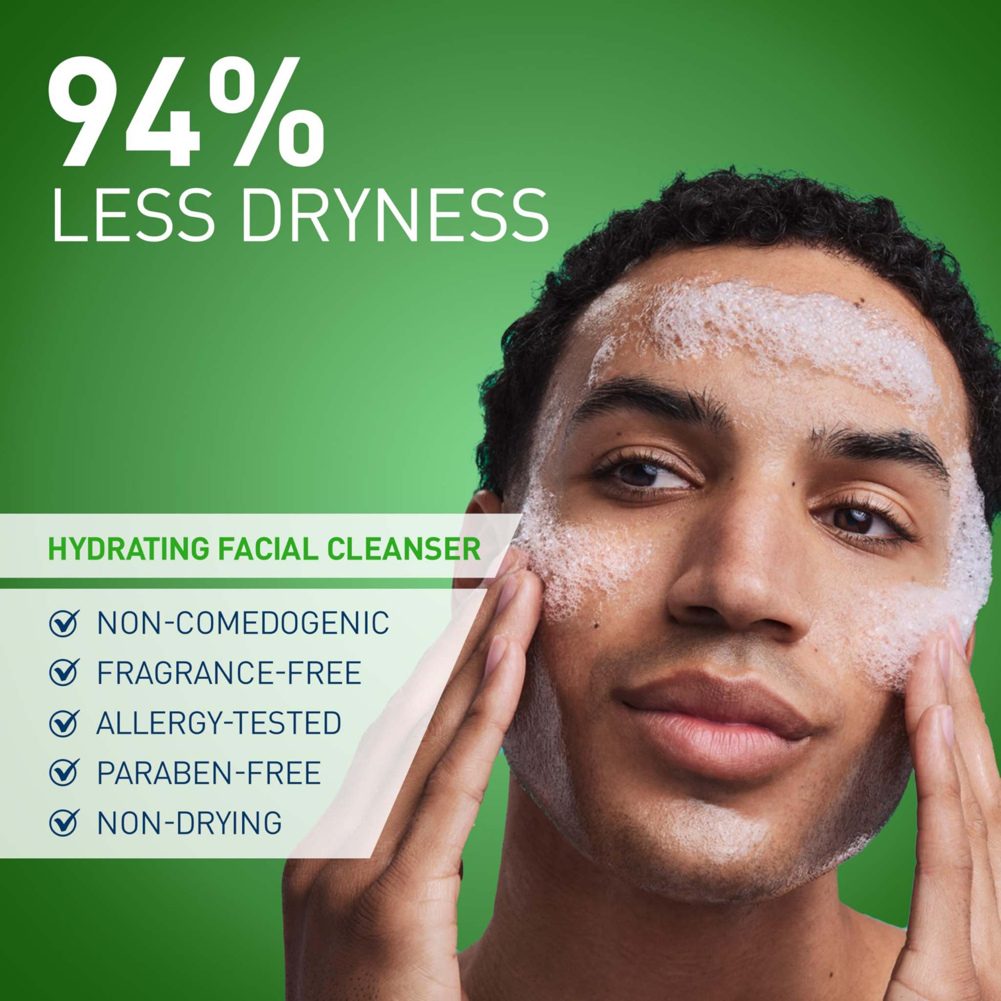 CeraVe Hydrating Facial Cleanser for dry skin in a 16 oz bottle, gentle skin-cleaning agent for moisturizing facial care