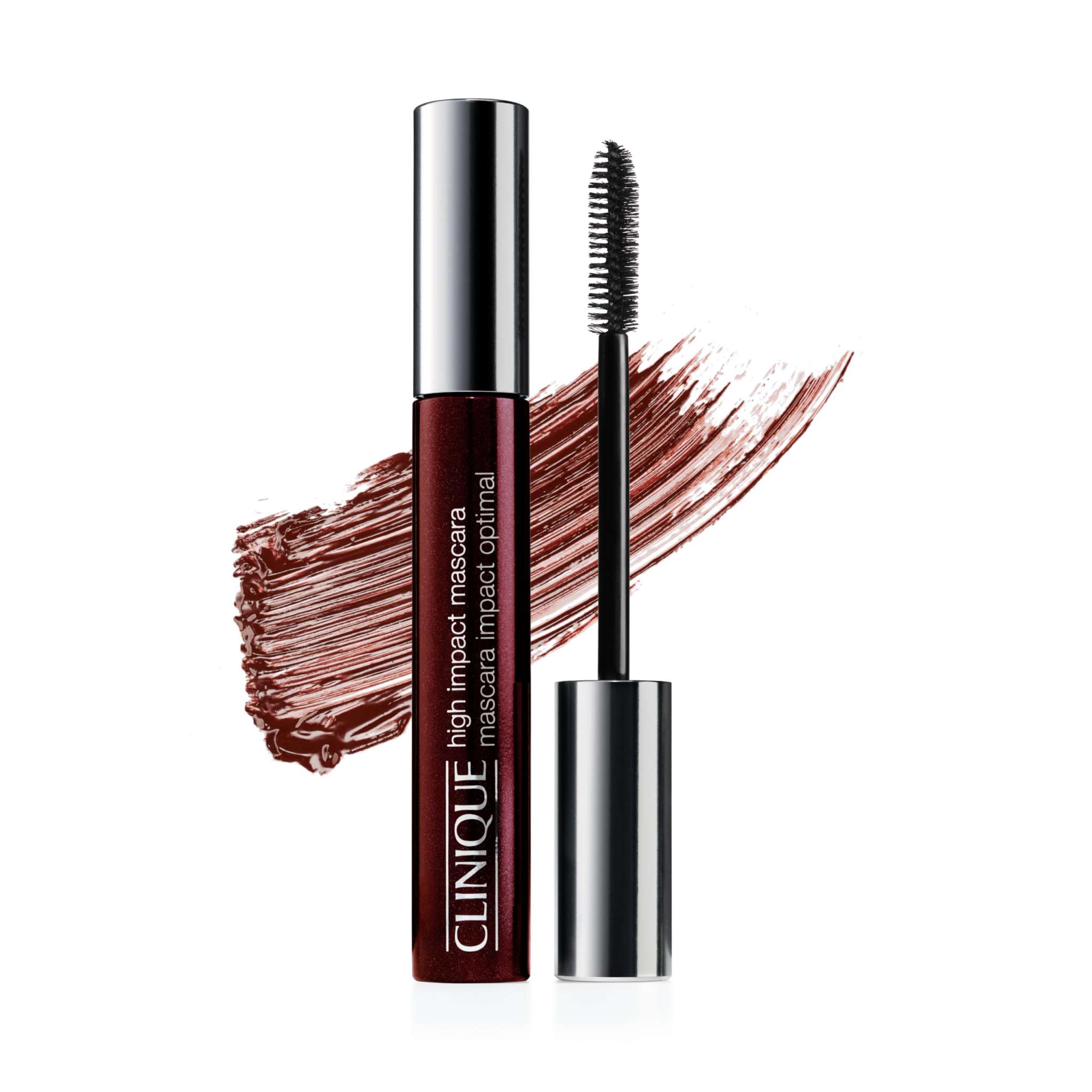 Clinique High Impact Mascara in Black Honey for sensitive eyes, with a black and honey-colored tube and mascara brush applicator