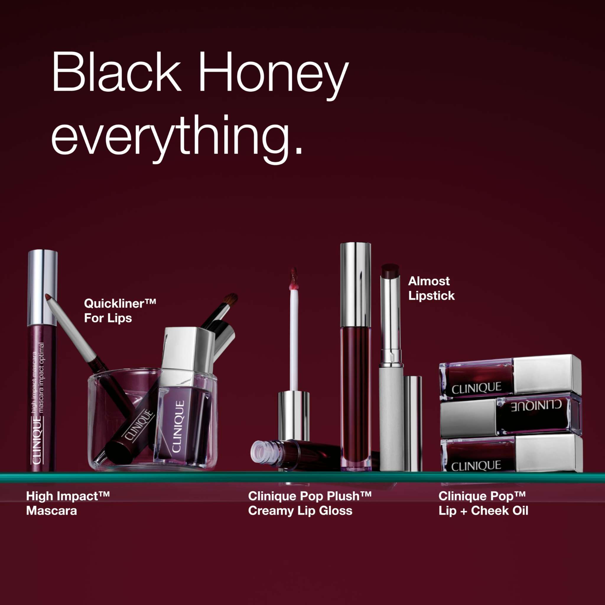 Clinique High Impact Mascara in Black Honey applied on eyelashes, suitable for sensitive eyes, showcasing volumizing and defining brush.
