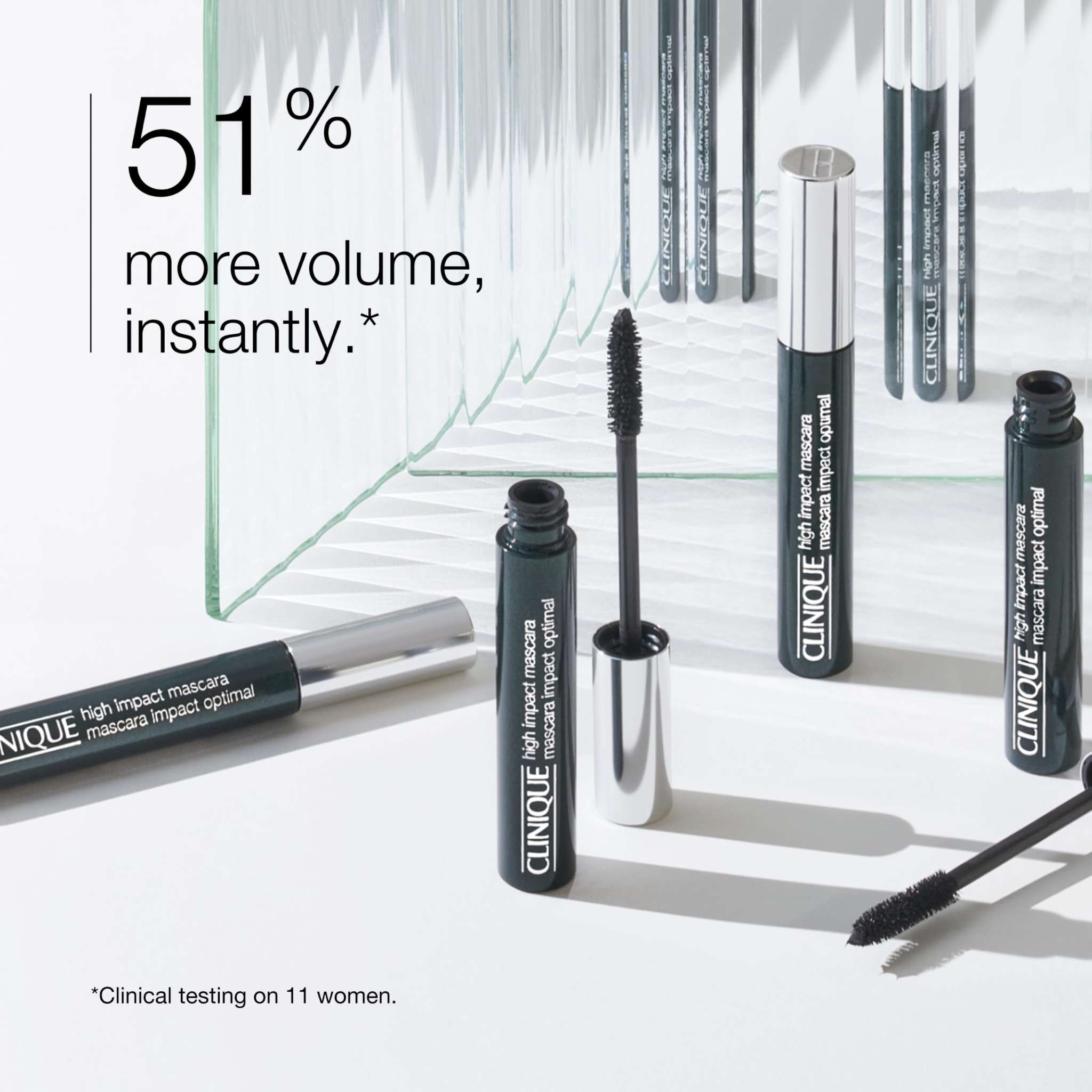 Clinique High Impact Mascara in Black for sensitive eyes, 0.28oz, with volumizing brush and smooth application.