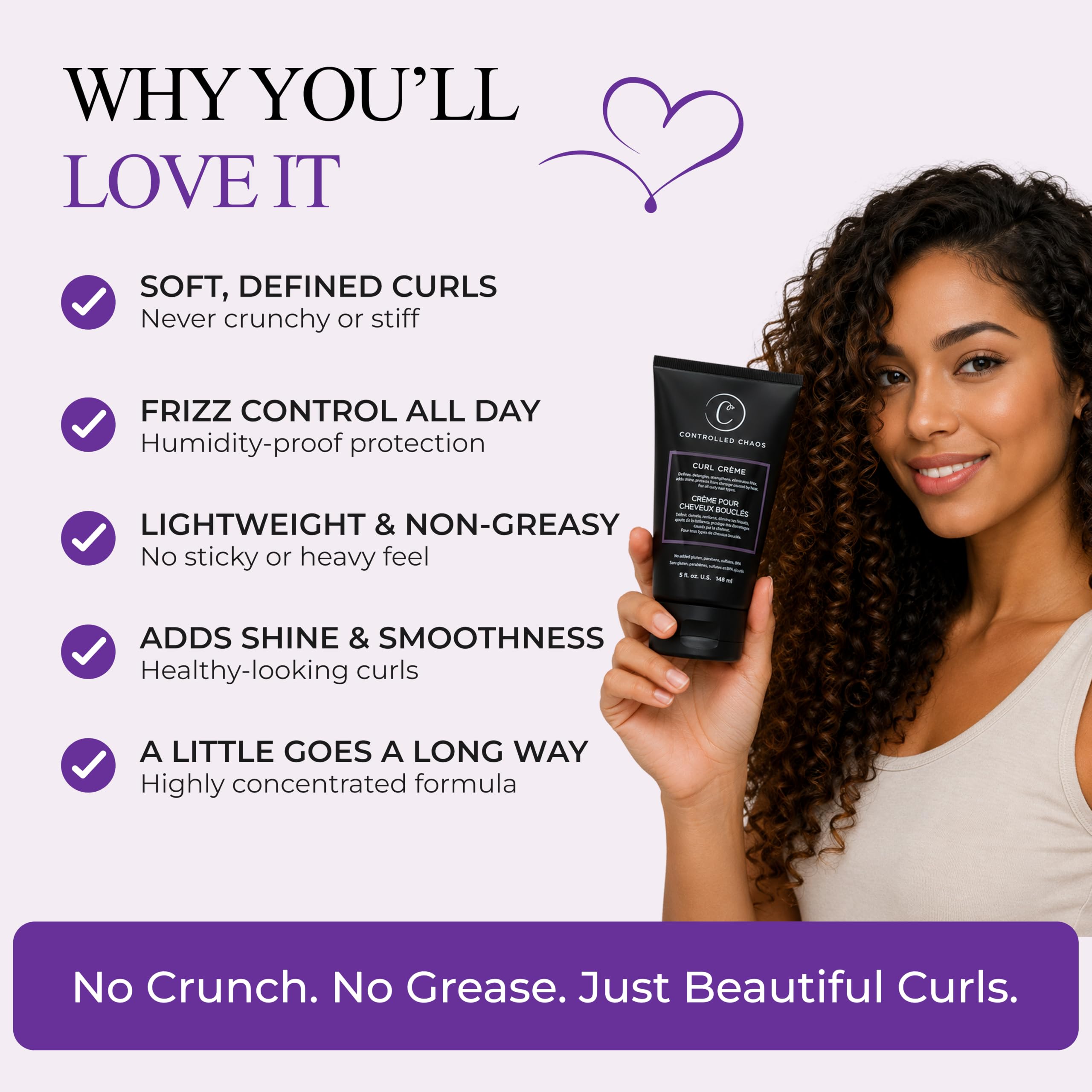Controlled Chaos Curl Cream for frizz-free curls, 5oz, a hair styling agent that defines and smooths curly hair.