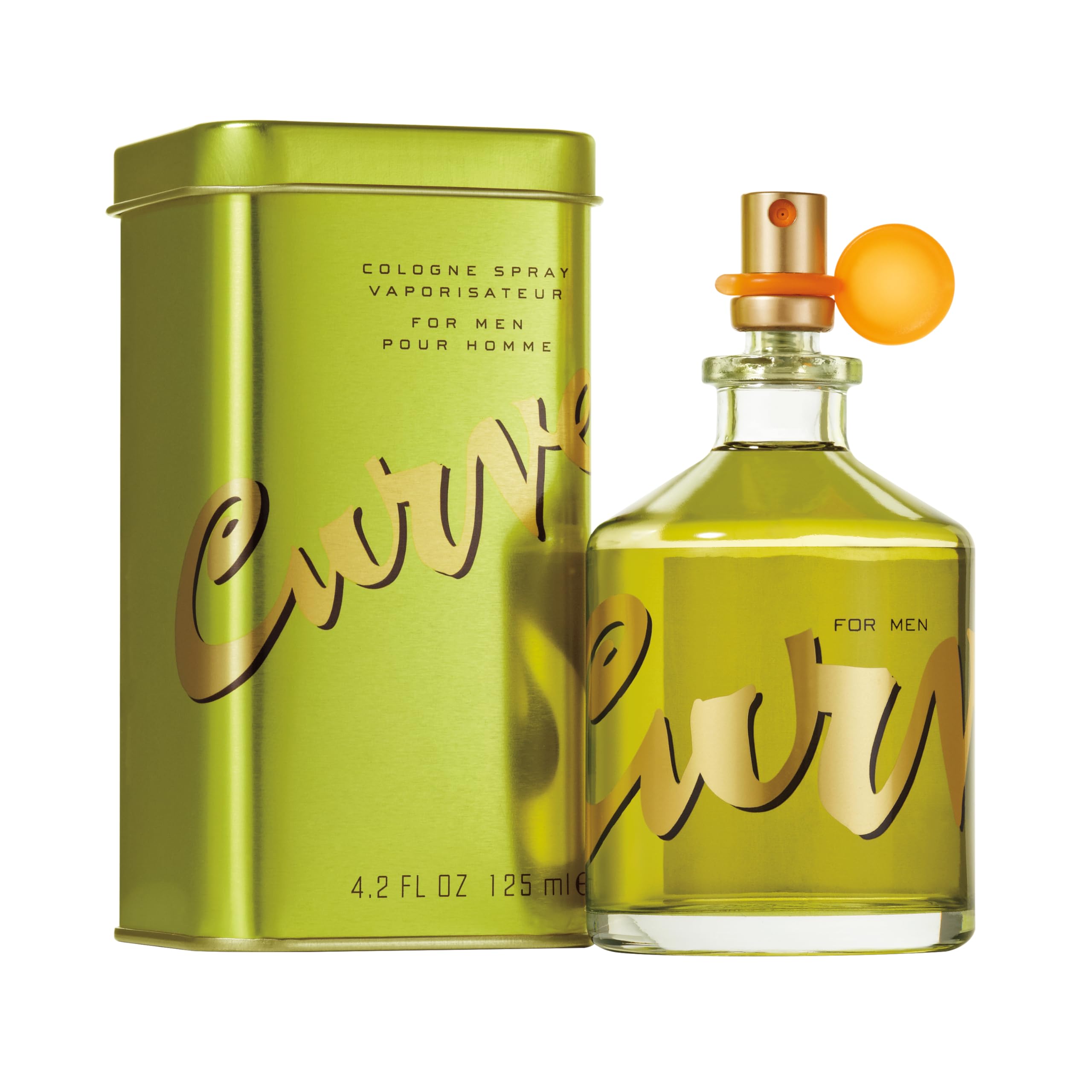 Curve for Men cologne spray, 4.2 fl oz, with spicy woody scent, in a sleek personal fragrance bottle.