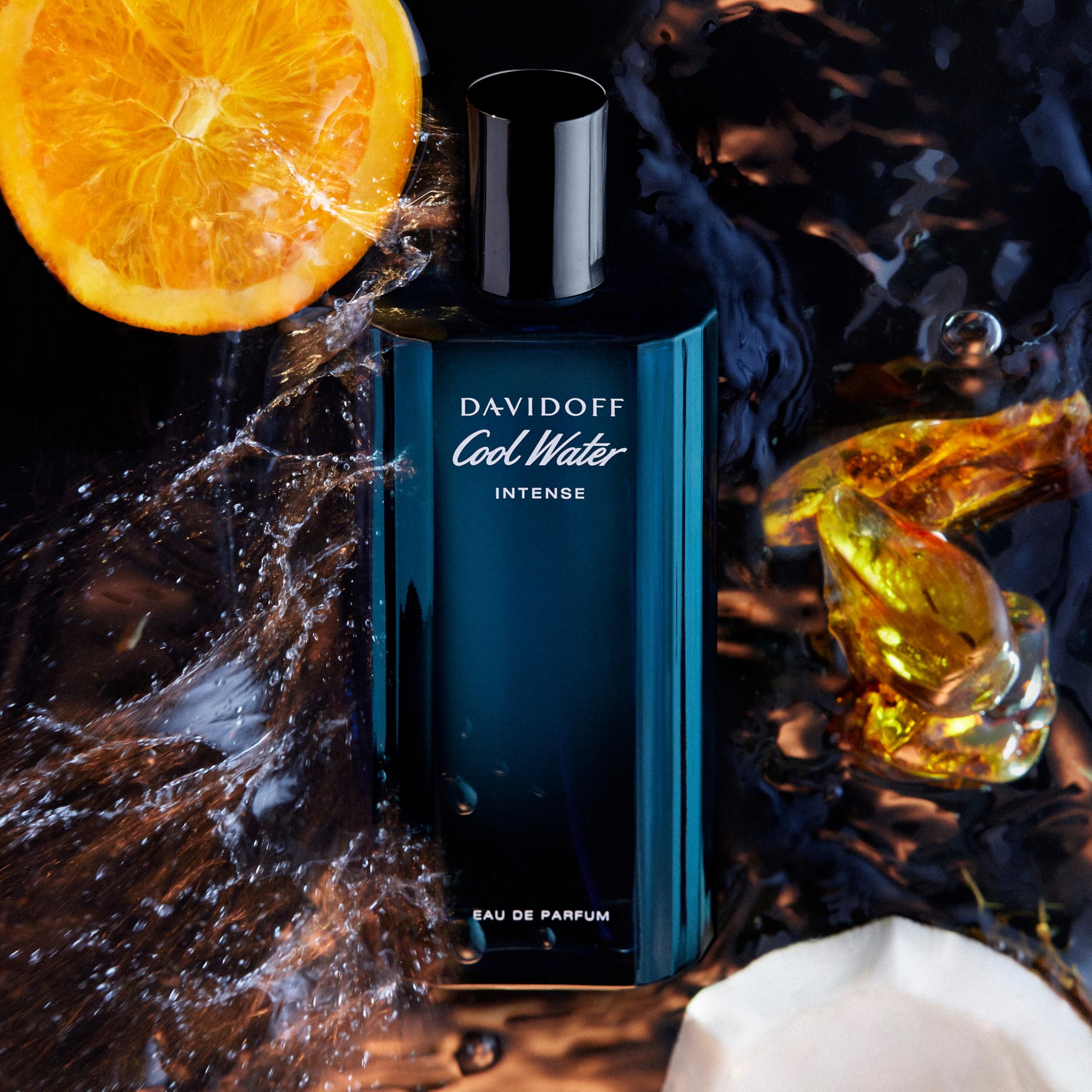 Davidoff Cool Water EDP Intense Amber men's cologne bottle with sleek design and fragrance details.