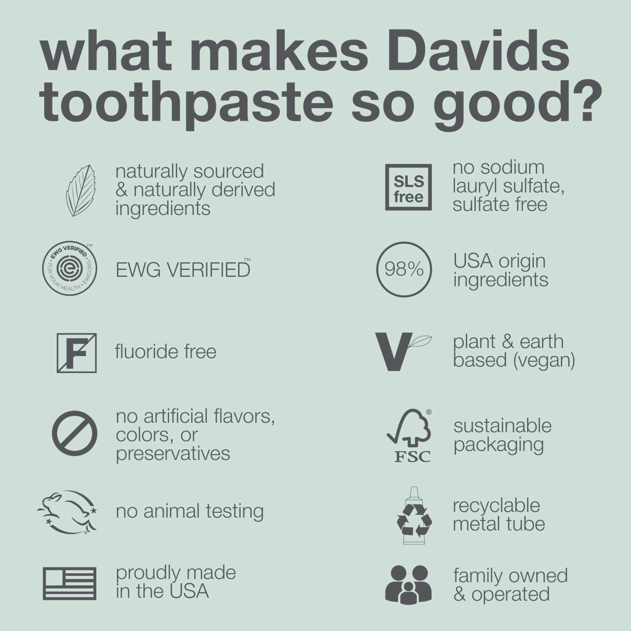 Davids fluoride-free whitening toothpaste 3-pack, natural tooth cleaning agent with fresh mint flavor and brightening properties.