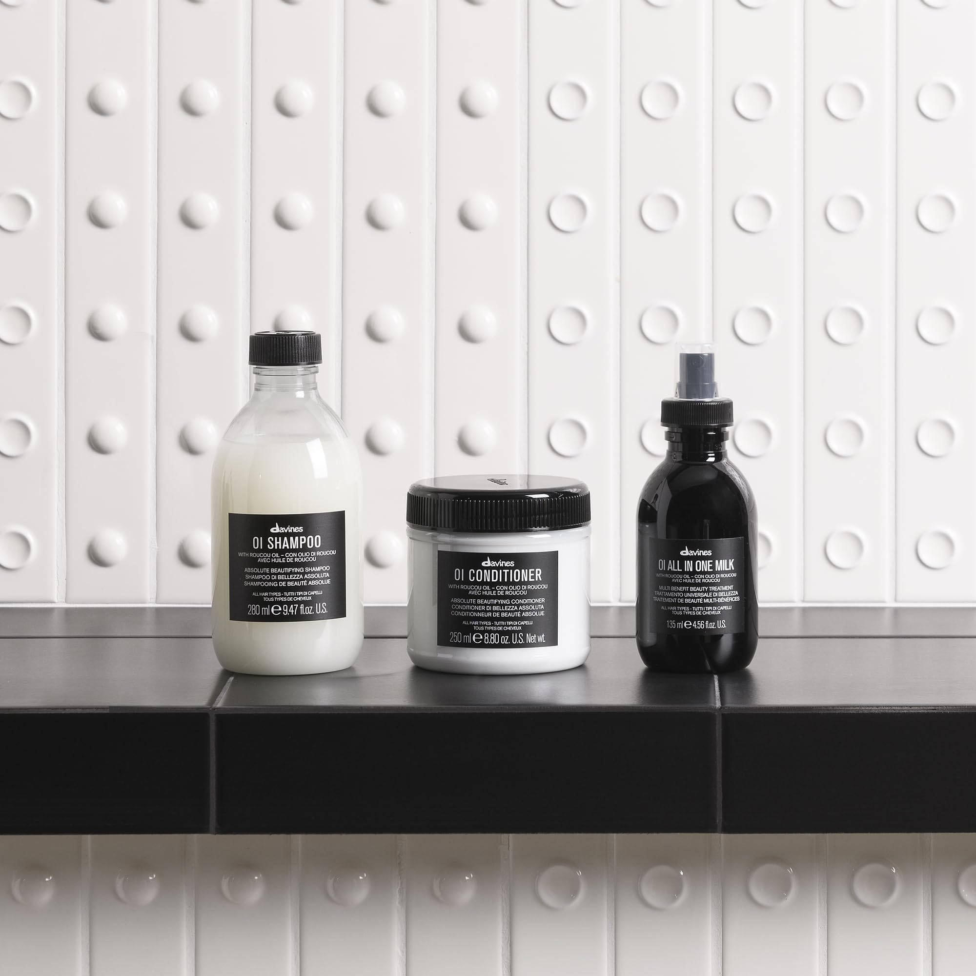 Davines OI Conditioner with Roucou Oil for all hair types, 8.45oz, moisturizing and nourishing conditioner in a bottle.