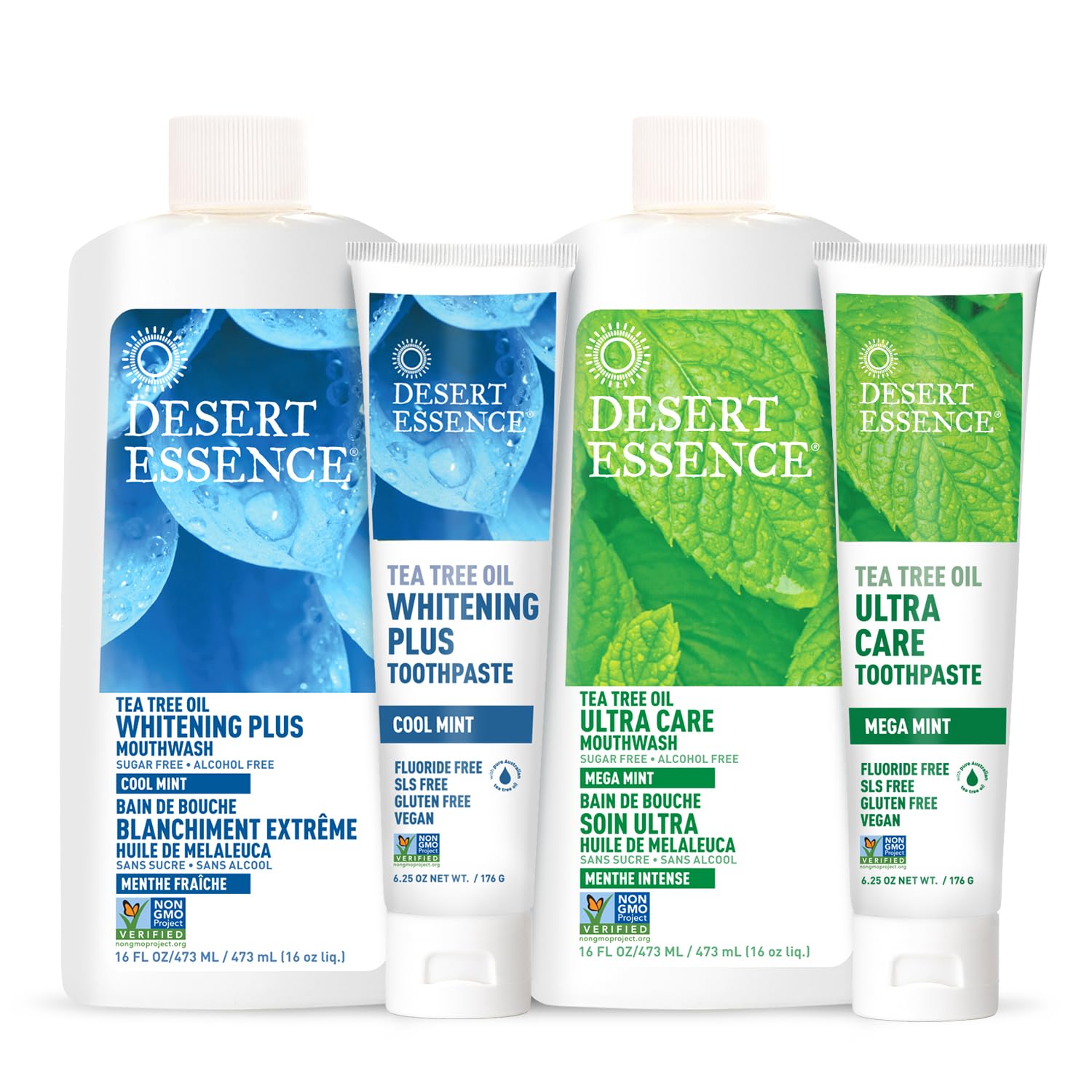 Desert Essence Tea Tree Oil Whitening Toothpaste in 6.25oz tube, natural dental care with tea tree oil for fresh breath and clean teeth.