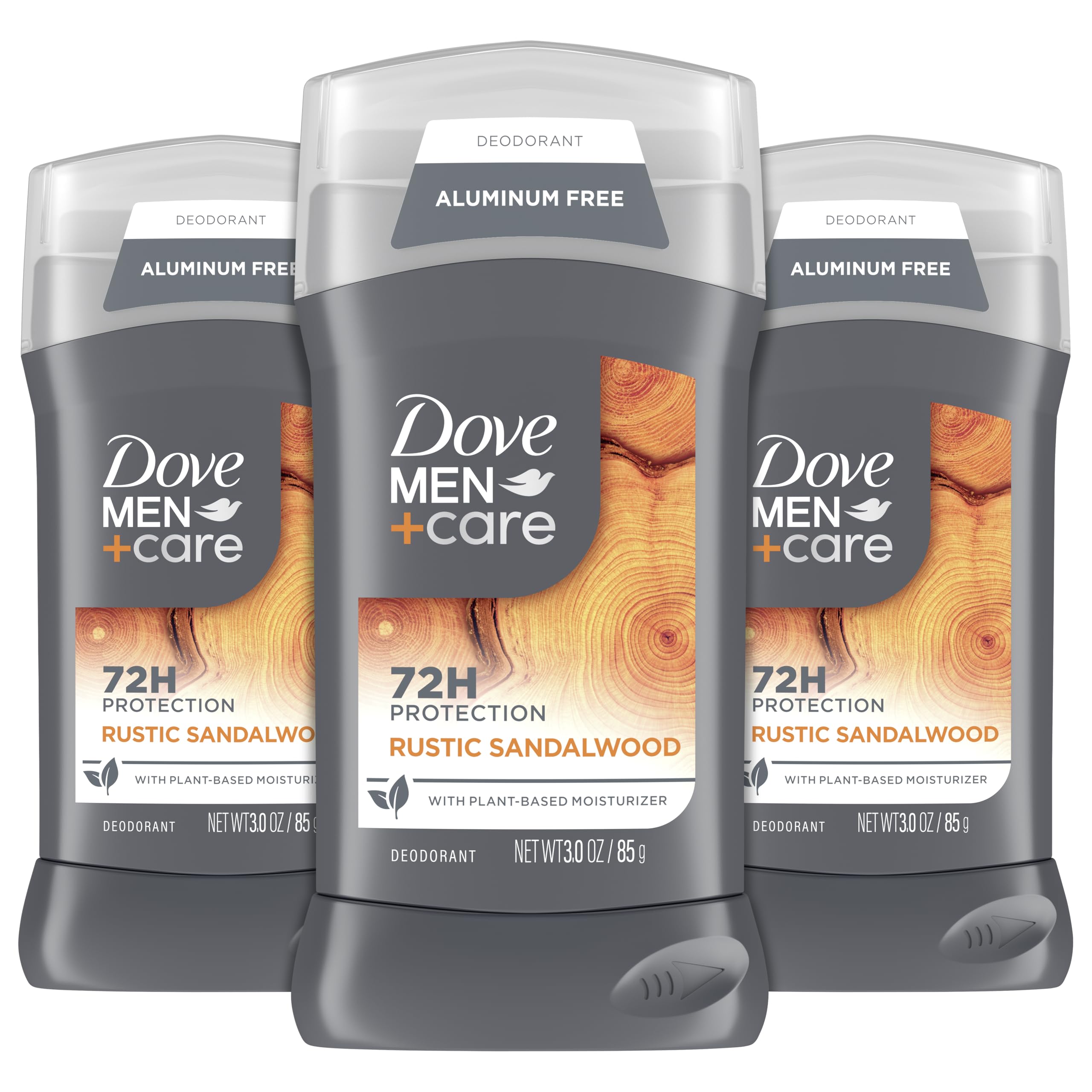 Dove Men+Care aluminum-free deodorant 3-pack with 3oz sticks, natural scent, designed for men's body odor protection
