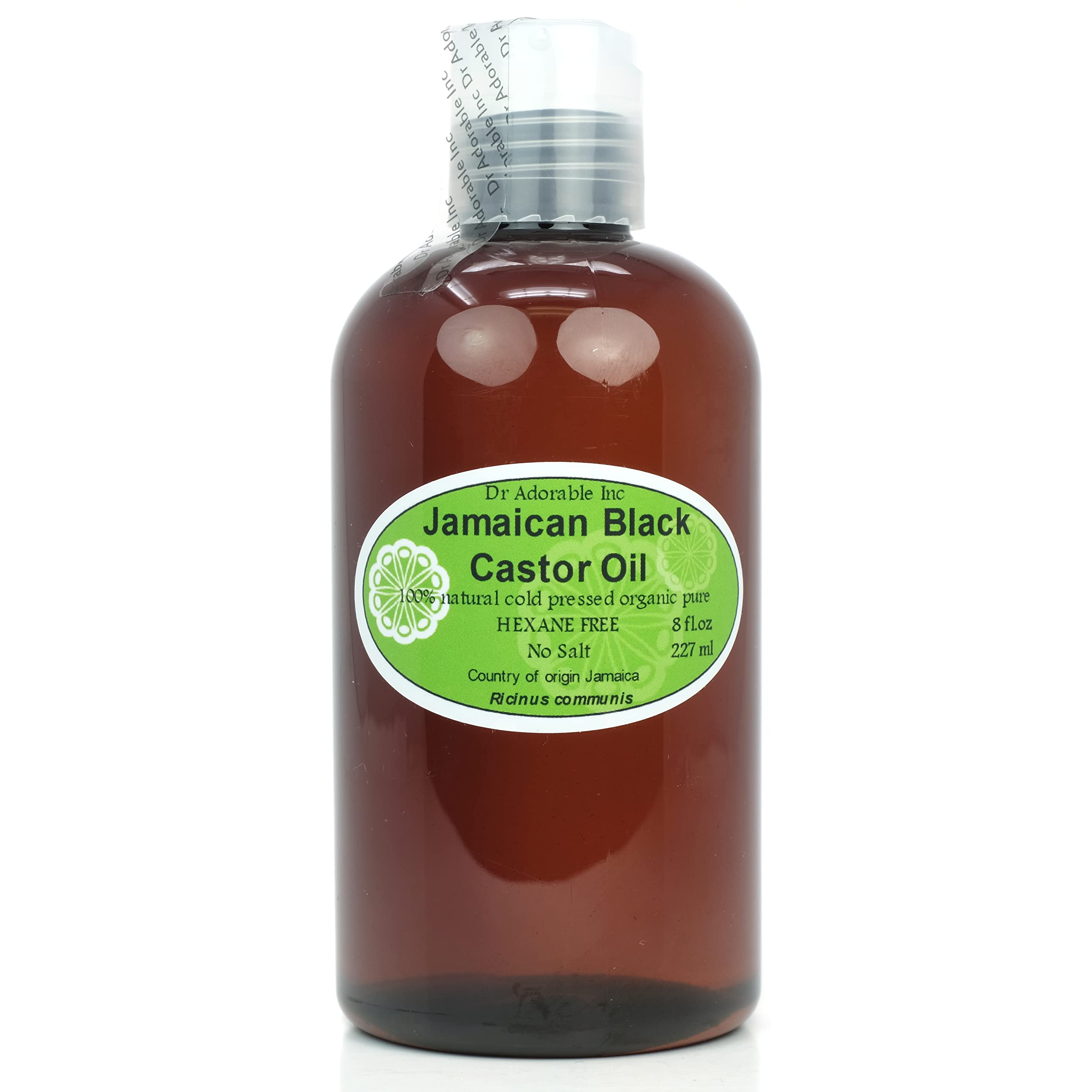 Dr Adorable Jamaican Black Castor Oil 8 oz bottle, natural hair care agent for nourishing and strengthening hair.