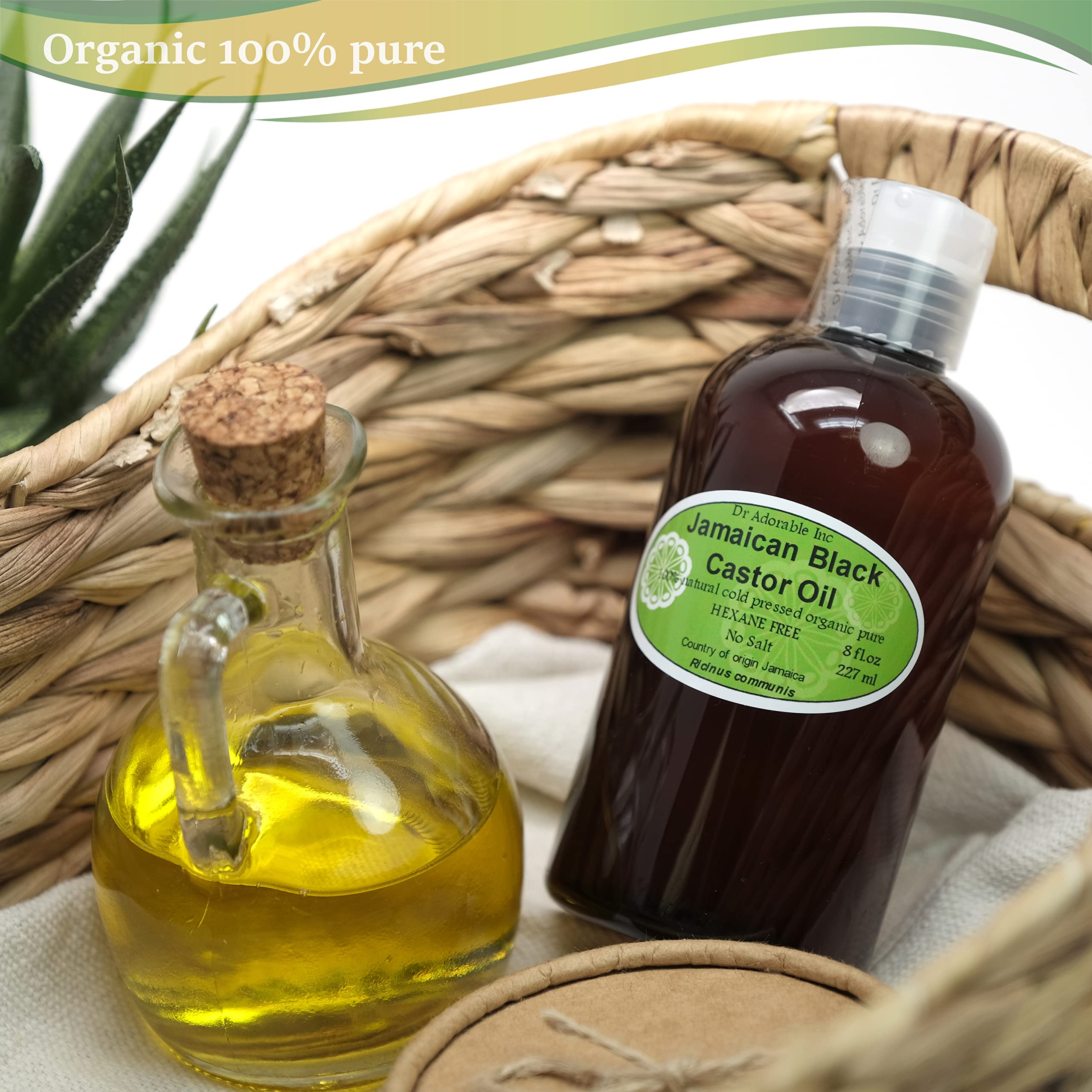 Dr Adorable Jamaican Black Castor Oil 8 oz bottle, natural hair care treatment for scalp and hair strengthening.