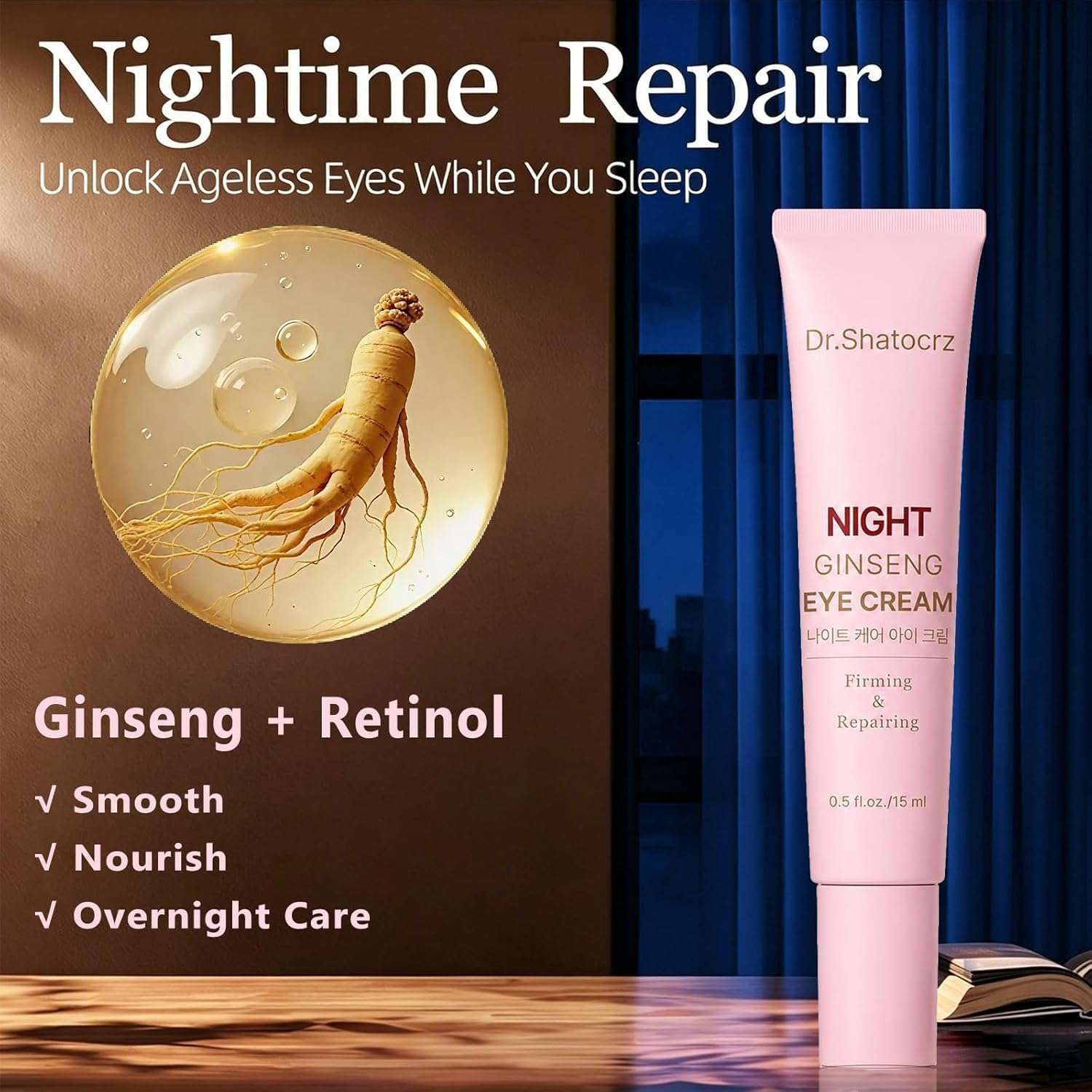 Dr. Shatocrz Day & Night Eye Cream Set with Retinol, featuring two moisturizing eye creams for skin rejuvenation.