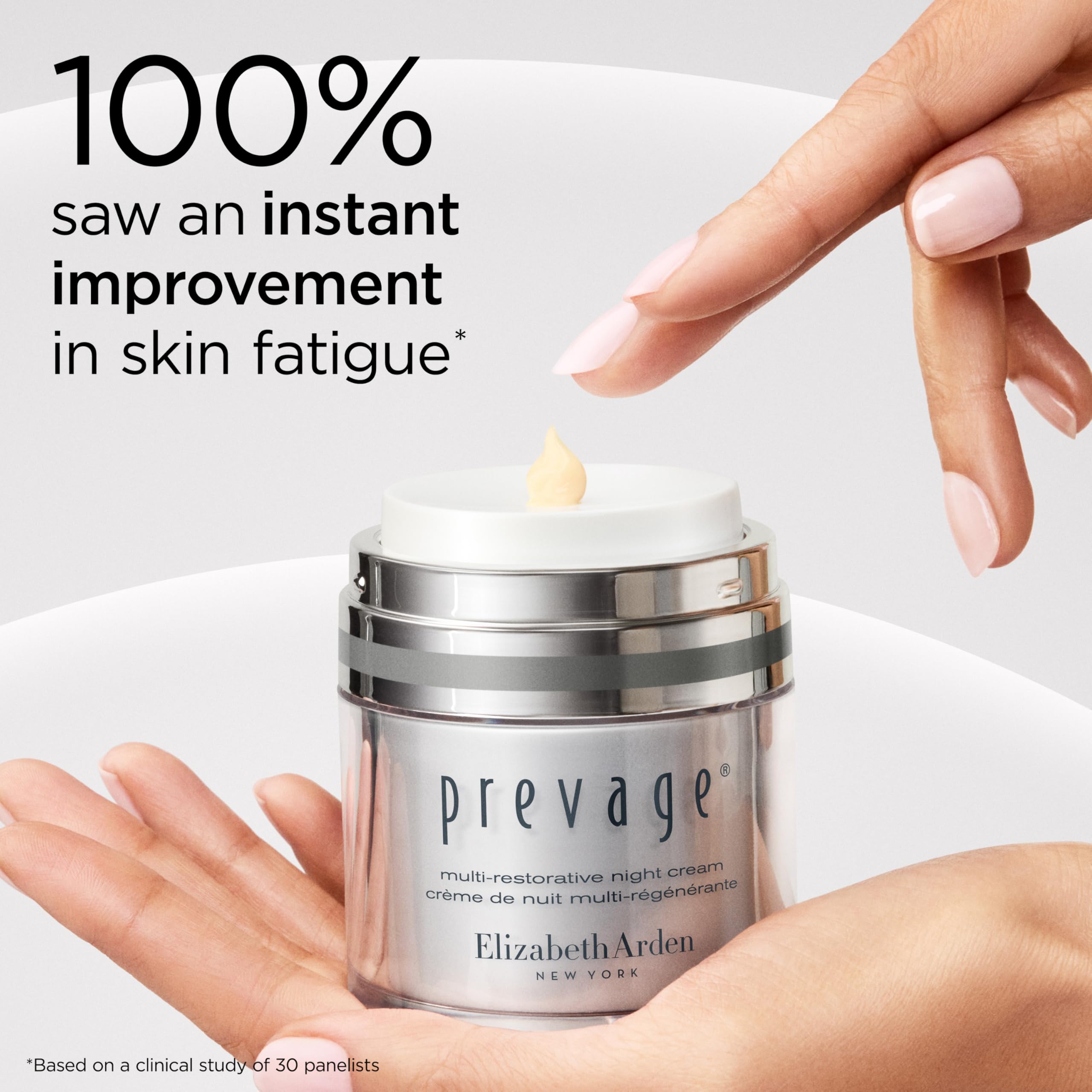 Elizabeth Arden PREVAGE Night Cream with Idebenone, a skin moisturizer in a 1.7oz jar, designed for anti-aging and skin renewal.