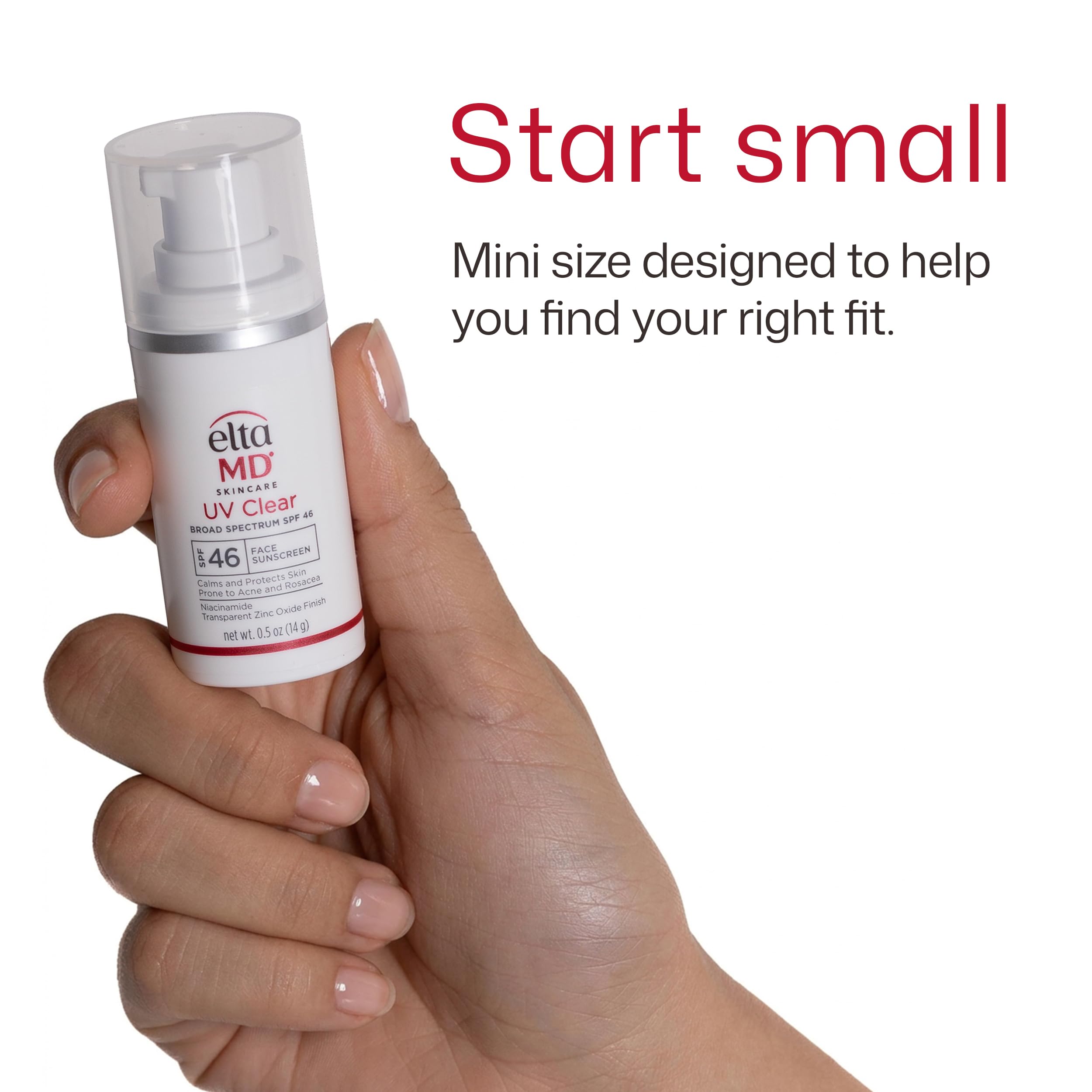 EltaMD UV Clear Face Sunscreen SPF 46 in 0.5 oz tube, providing broad-spectrum sun protection for sensitive skin.