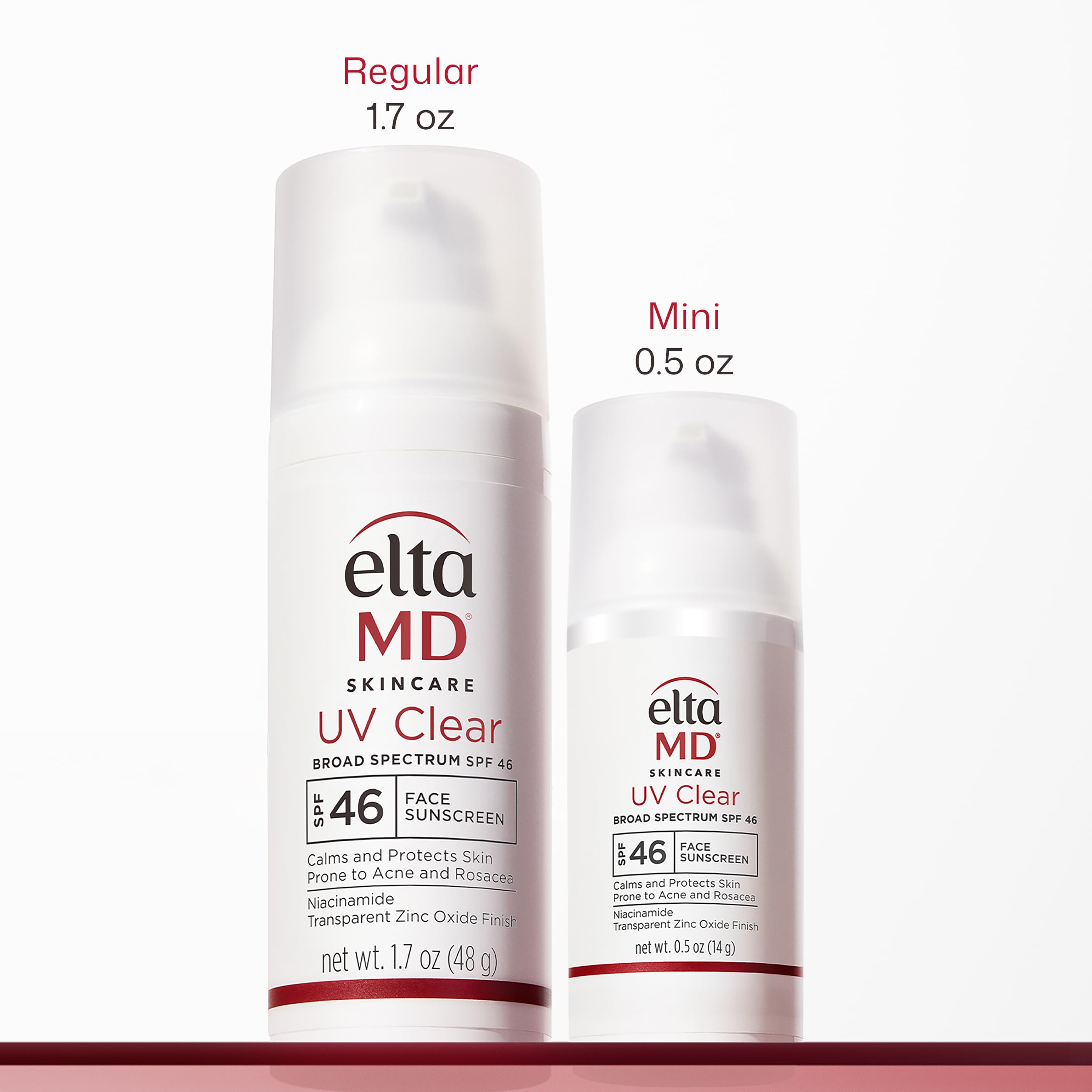 EltaMD UV Clear Face Sunscreen SPF 46 in a 0.5 oz bottle, designed for facial skin protection from UV rays.