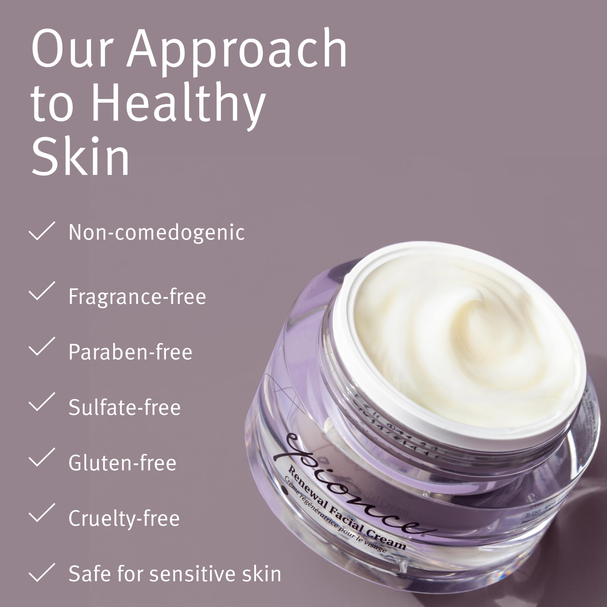 Epionce Renewal Facial Cream, a nourishing anti-aging moisturizer with barrier-boosting ingredients for healthy skin.