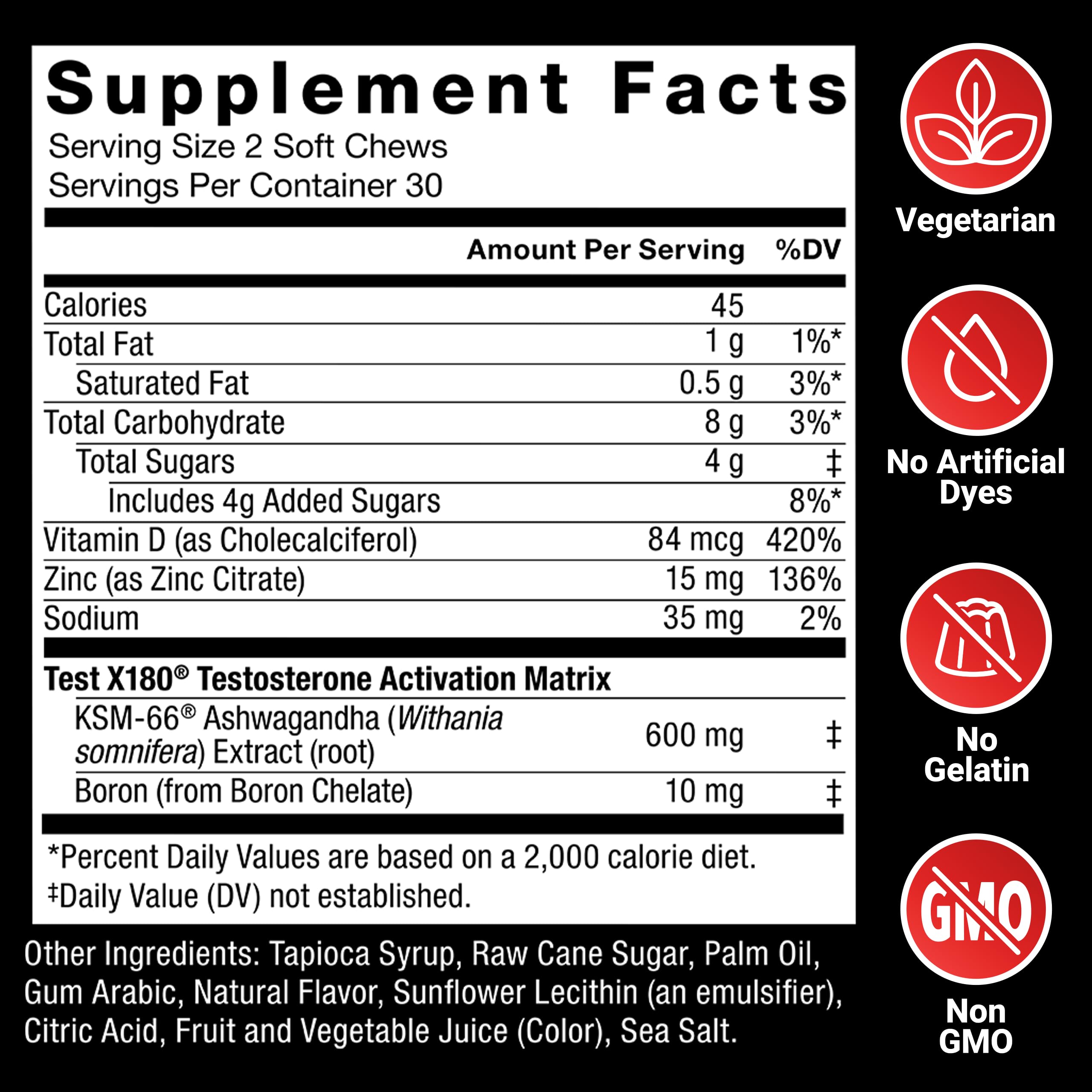 Force Factor Test X180 testosterone support supplement for men, showing the bottle and label with supplement details.