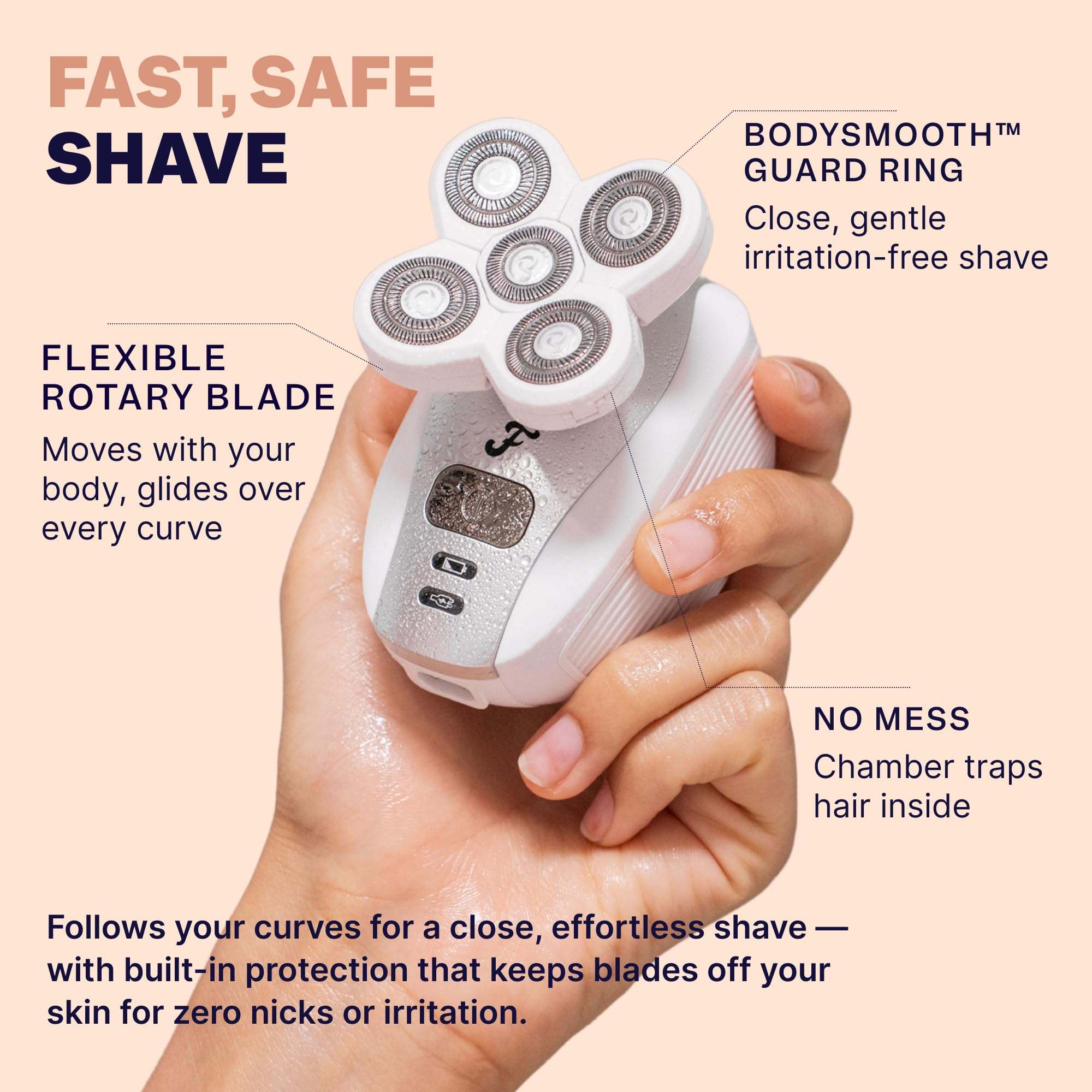 Freebird FlexSeries electric razor for women with a sleek design, featuring a close-shaving electric shaver for smooth skin.