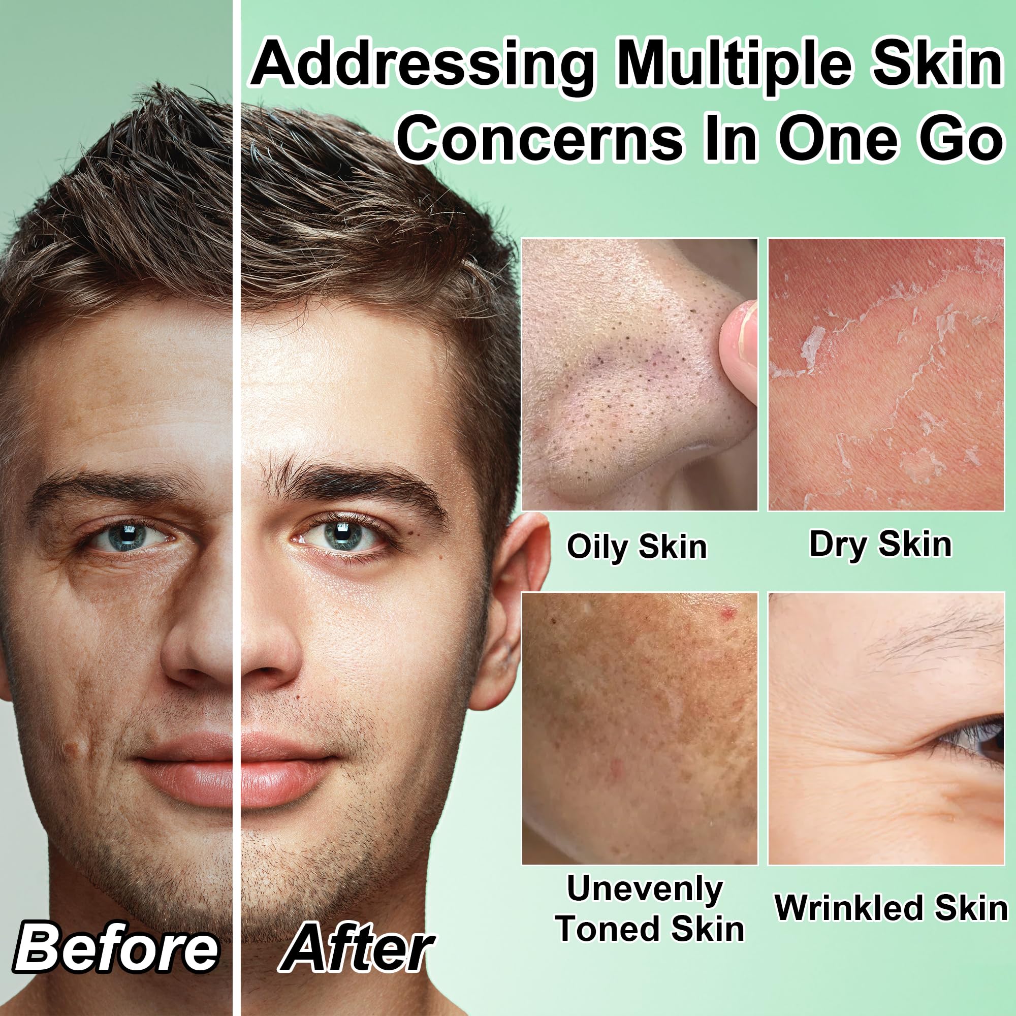 GOWLAVER men's 5-piece skincare set including face cleanser, toner, moisturizer, serum, and eye cream for daily face routine.