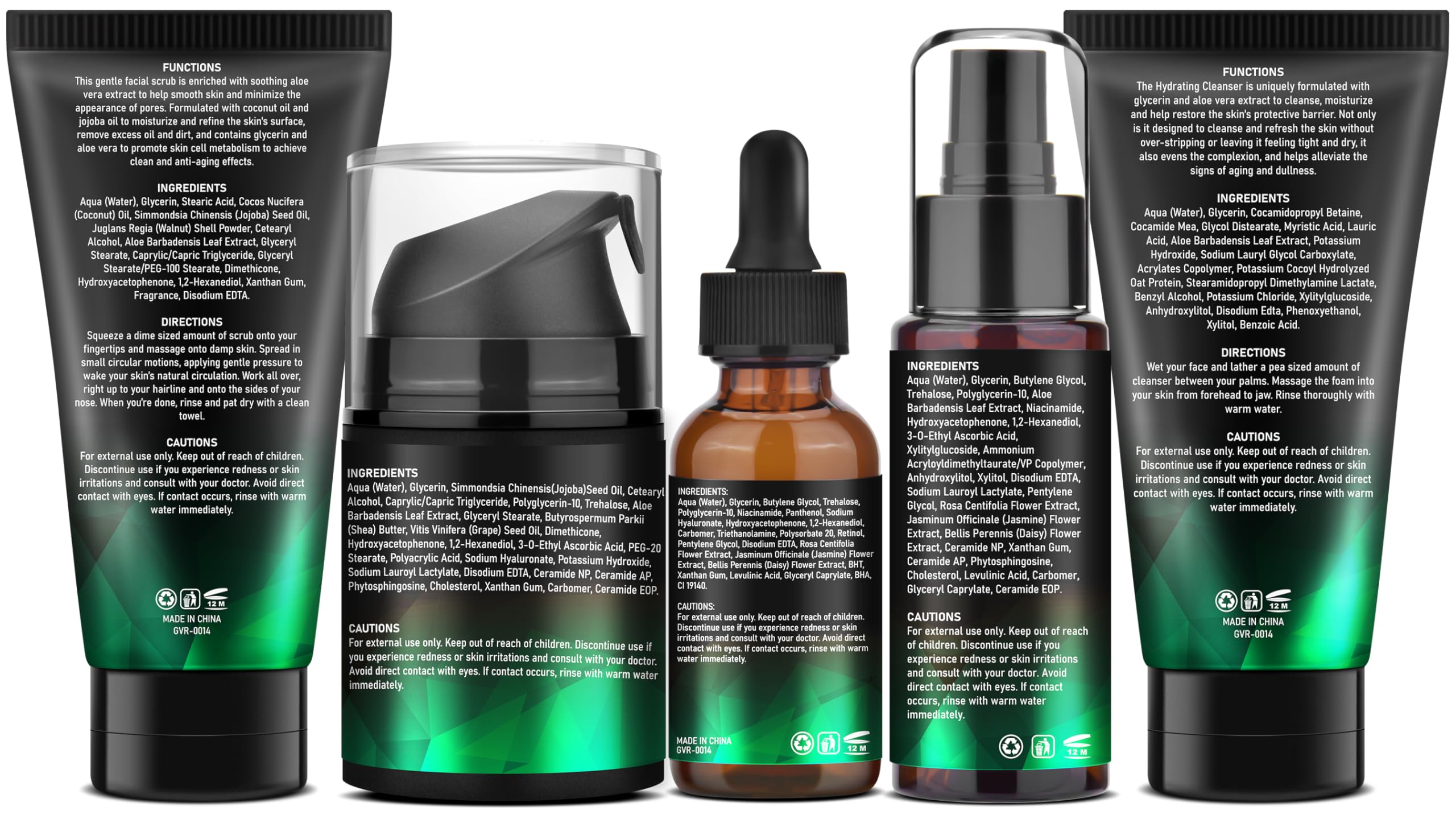 GOWLAVER men's 5-piece skin care set with face routine products, including cleanser, toner, moisturizer, and more.